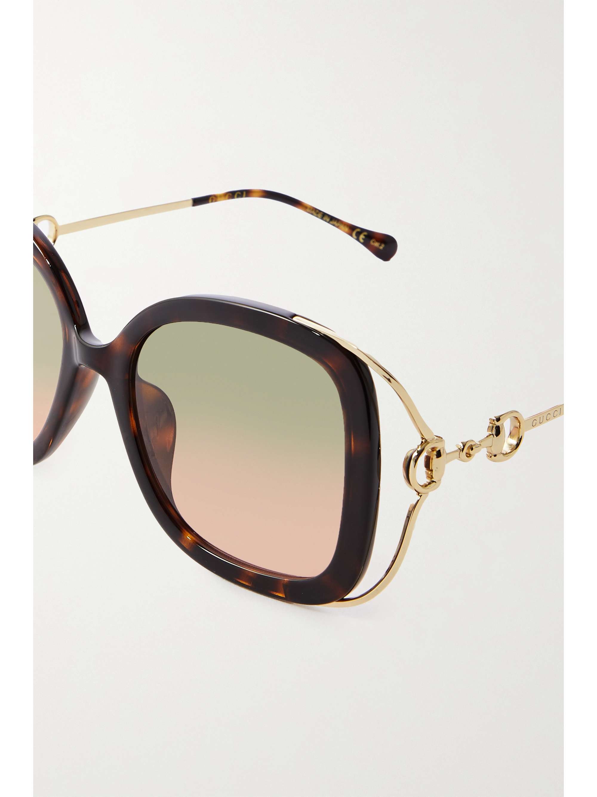 GUCCI EYEWEAR Horsebit oversized squareframe tortoiseshell acetate and