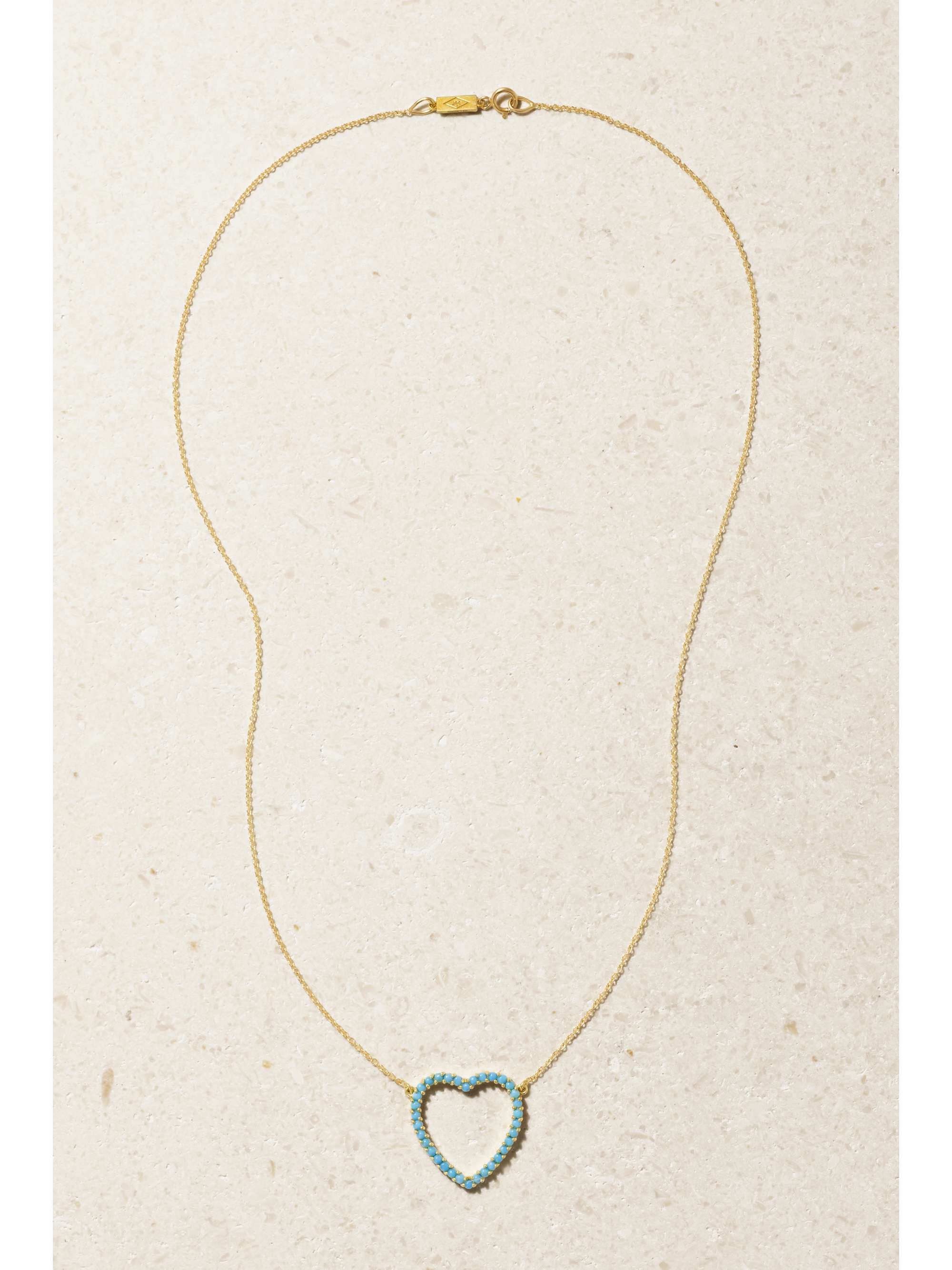 JENNIFER MEYER Large Open Heart 18-karat gold turquoise necklace