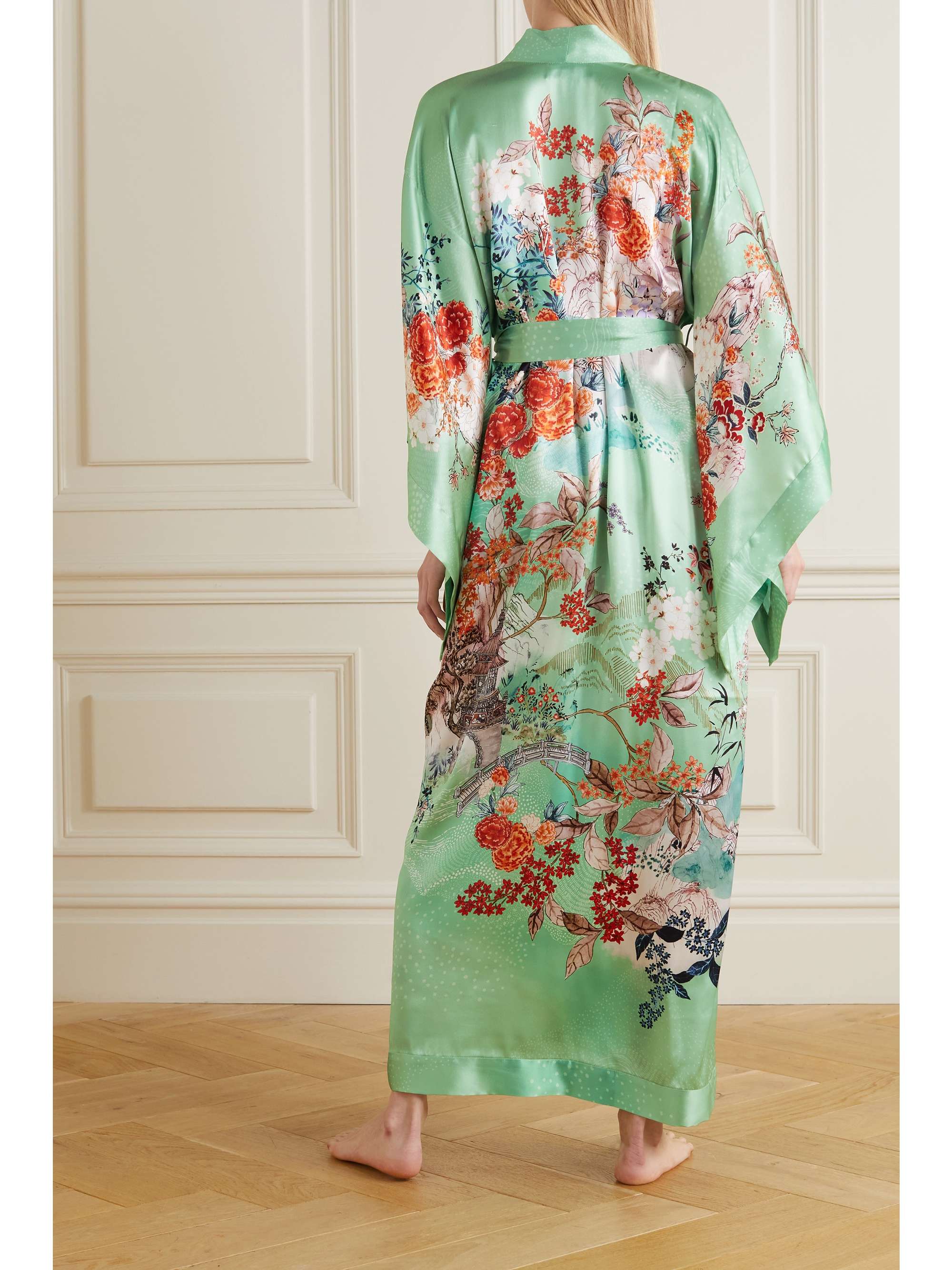 green silk robe
