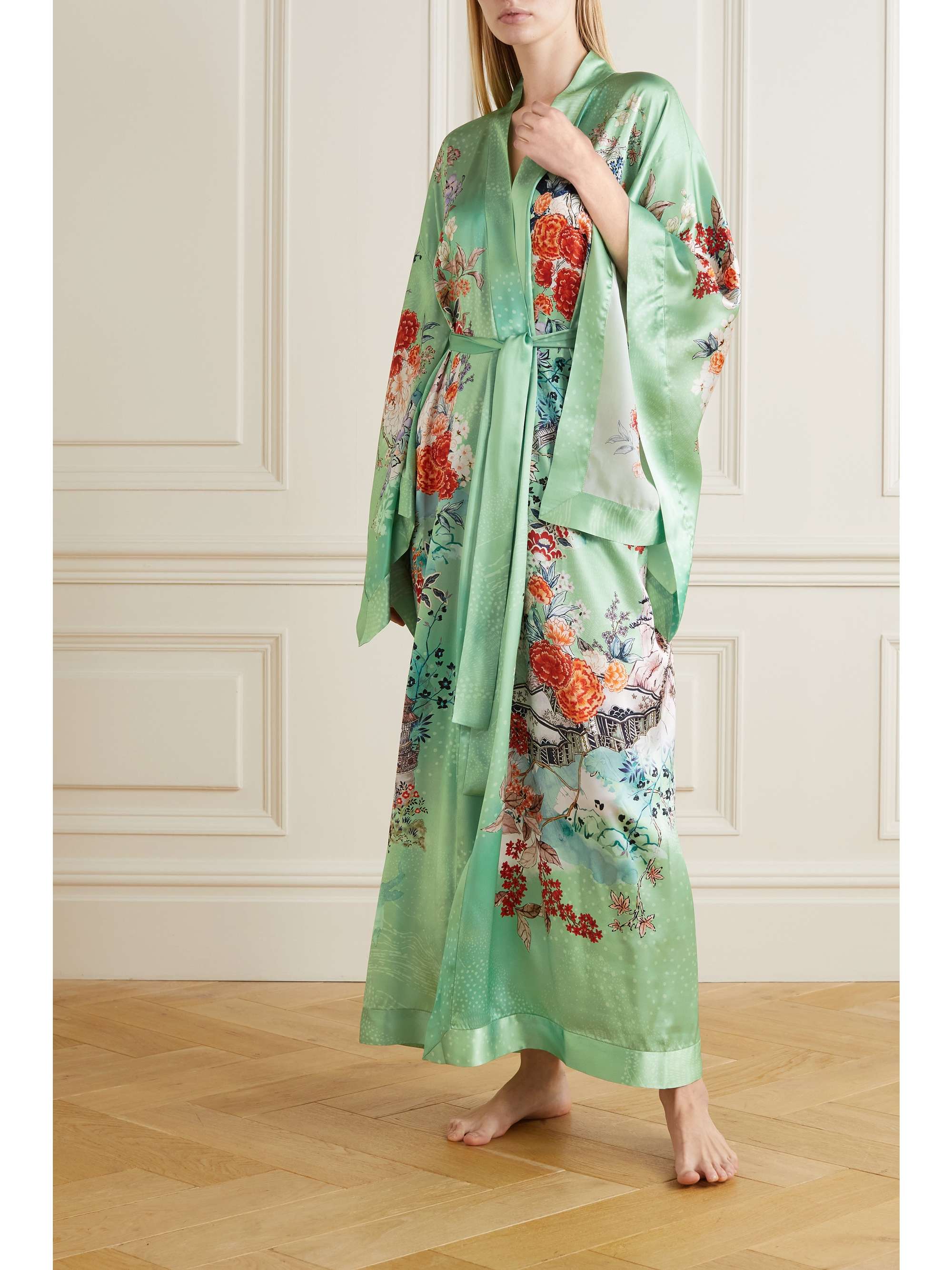 green satin robe