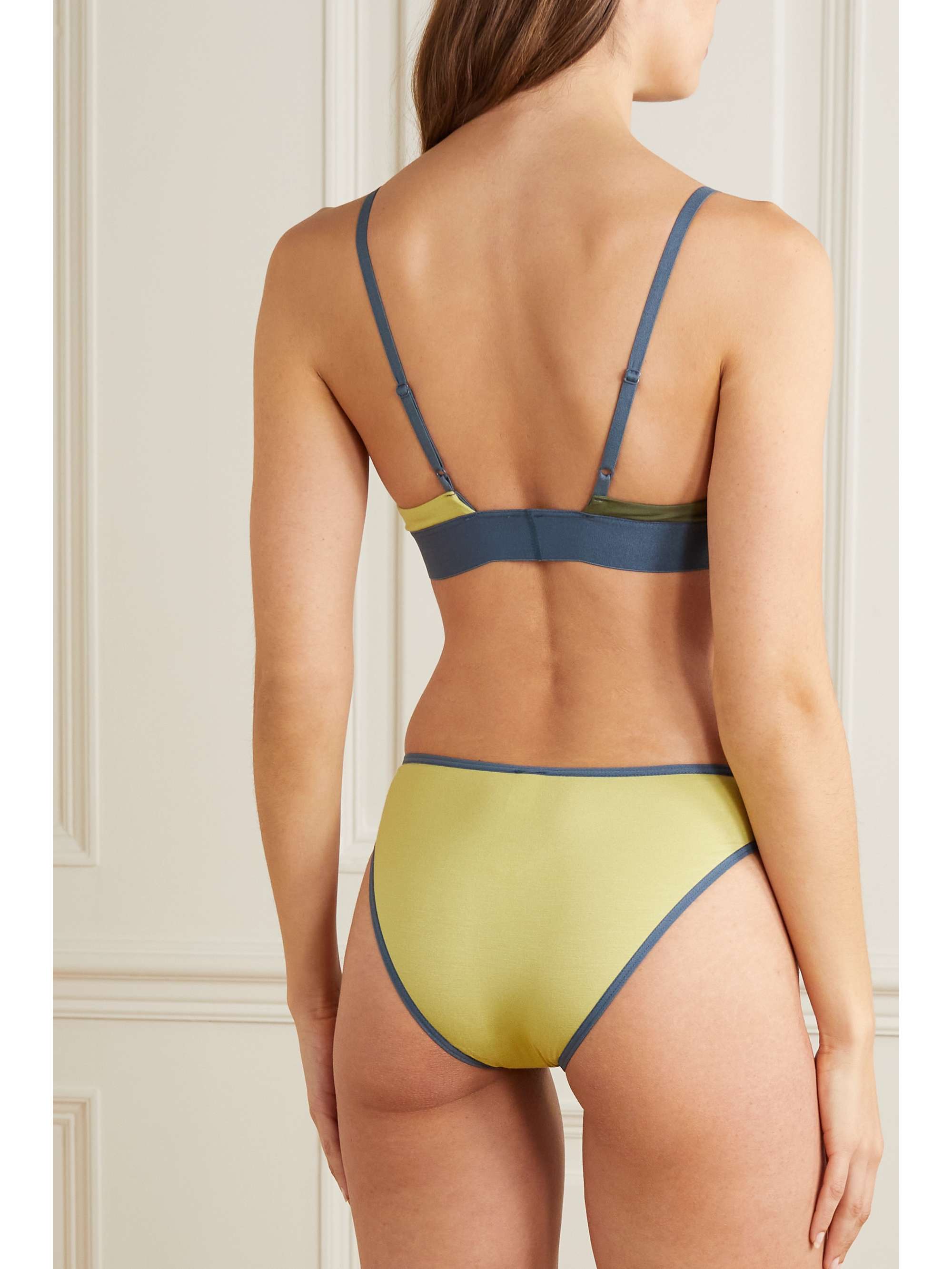 BASERANGE + NET SUSTAIN color-block stretch-bamboo soft-cup triangle bra