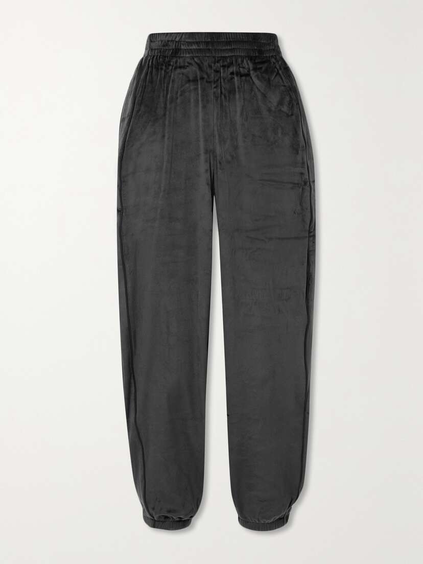 Skims Oversized Velour Track Pants - Soot