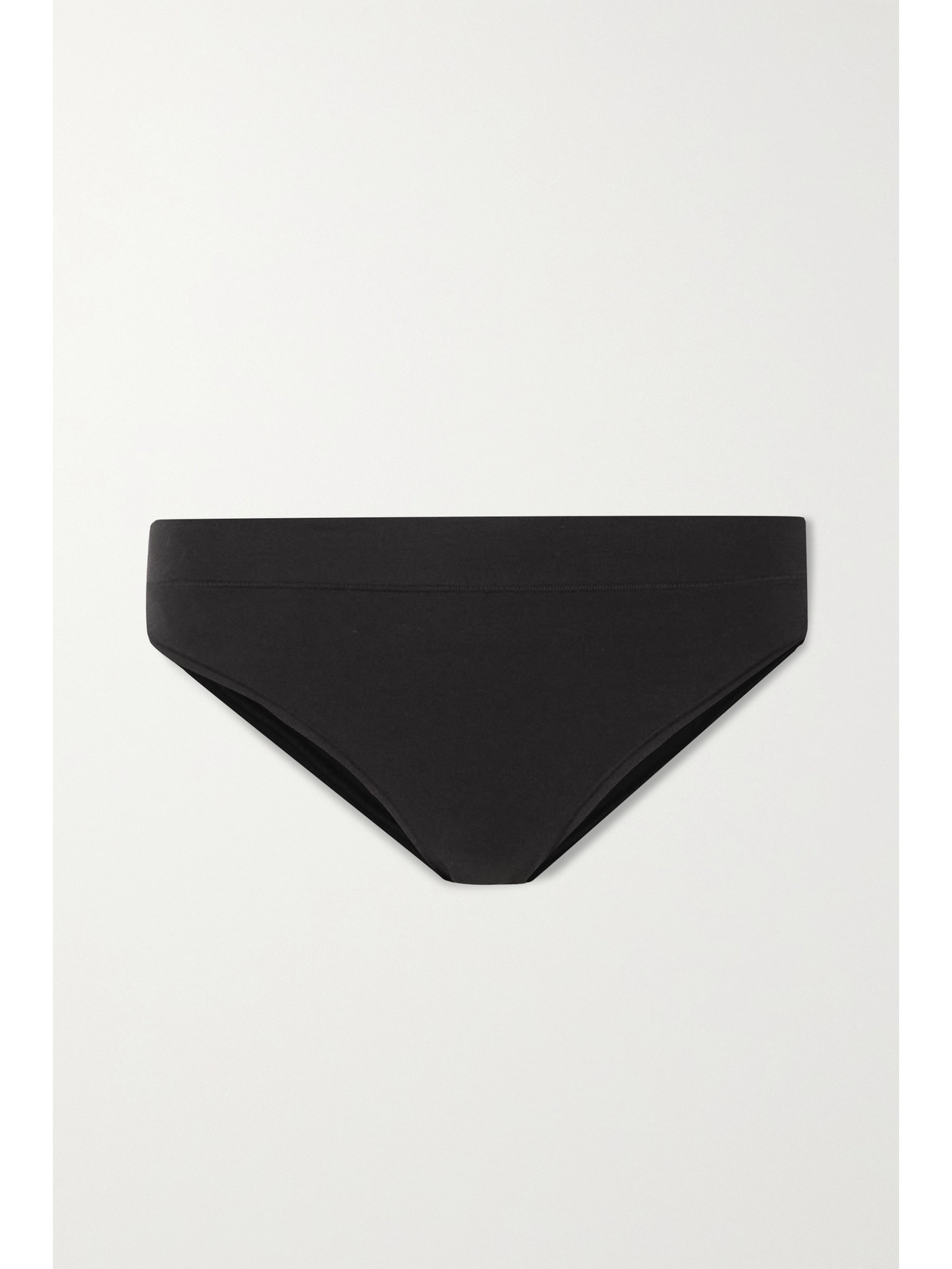 Skims Cheeky Tanga Stretch Cotton-jersey Briefs In Black