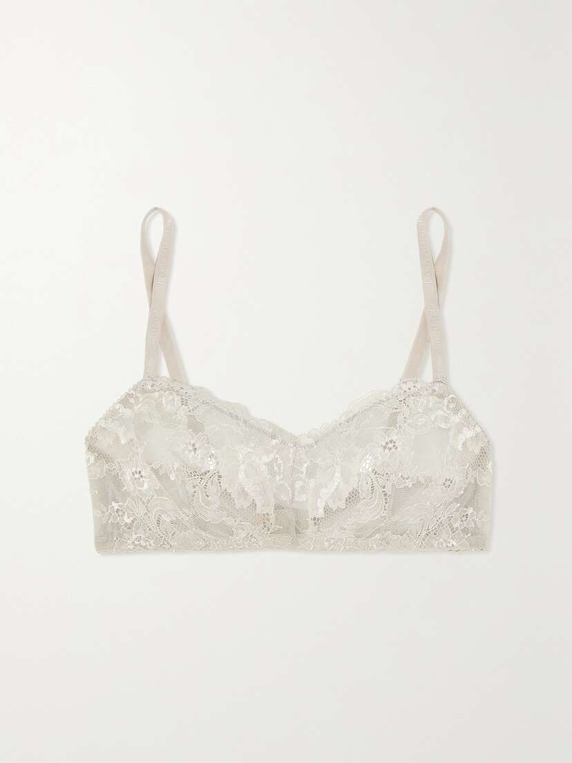 I.D. Sarrieri Anna Metallic Embroidered Tulle Soft-cup Bra