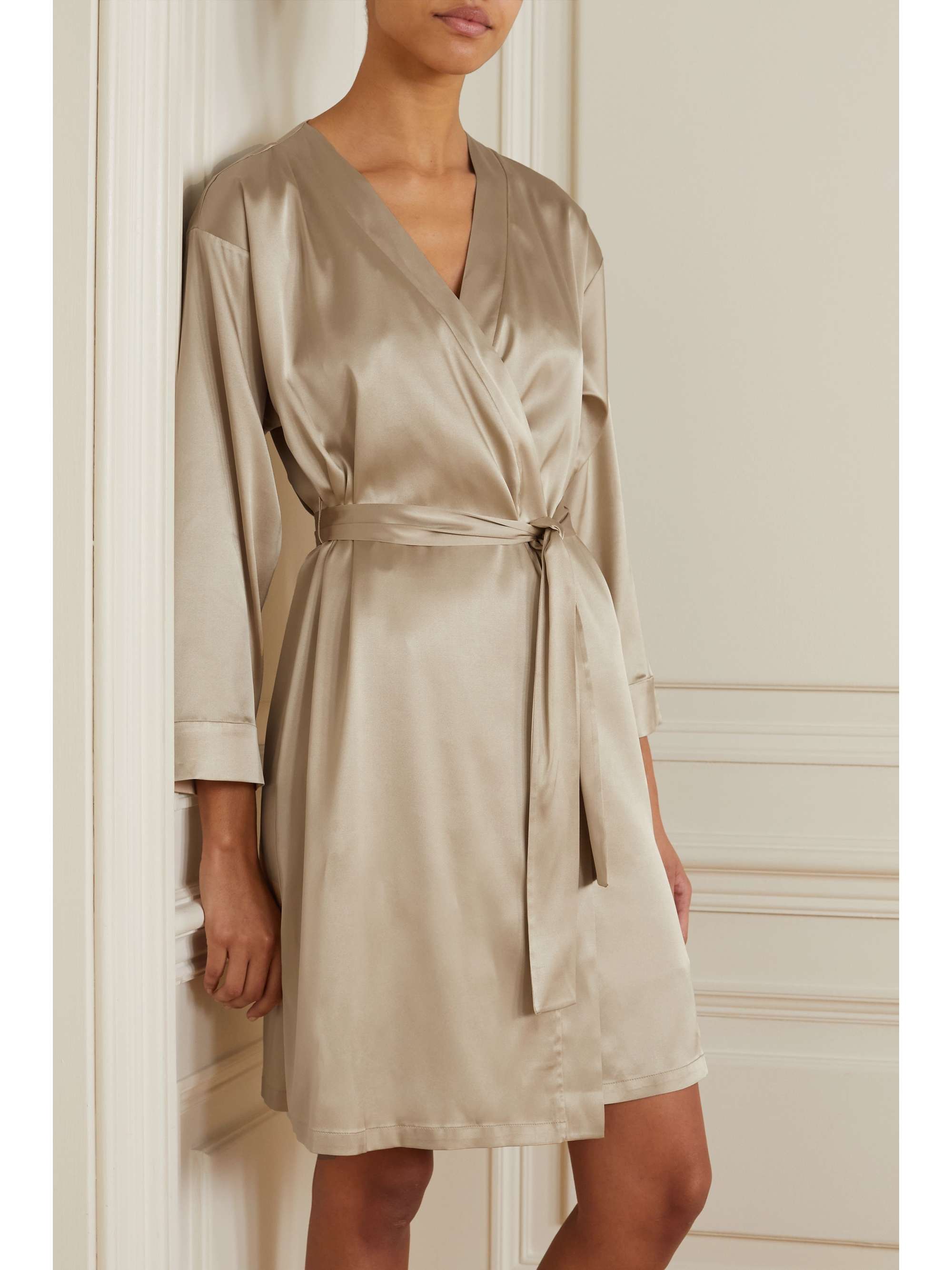 beige silk robe