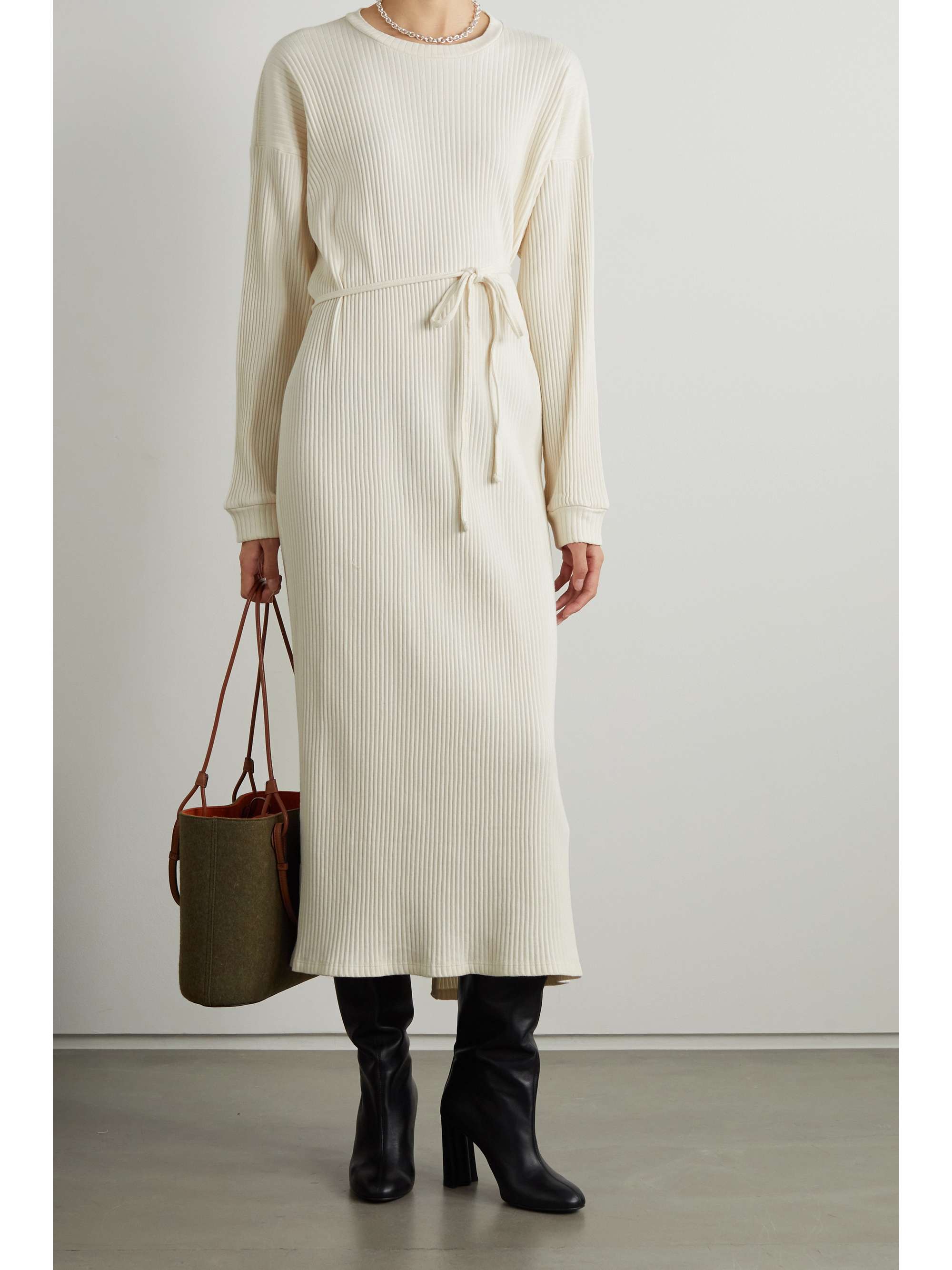 White Shaw ribbed organic cotton-fleece 