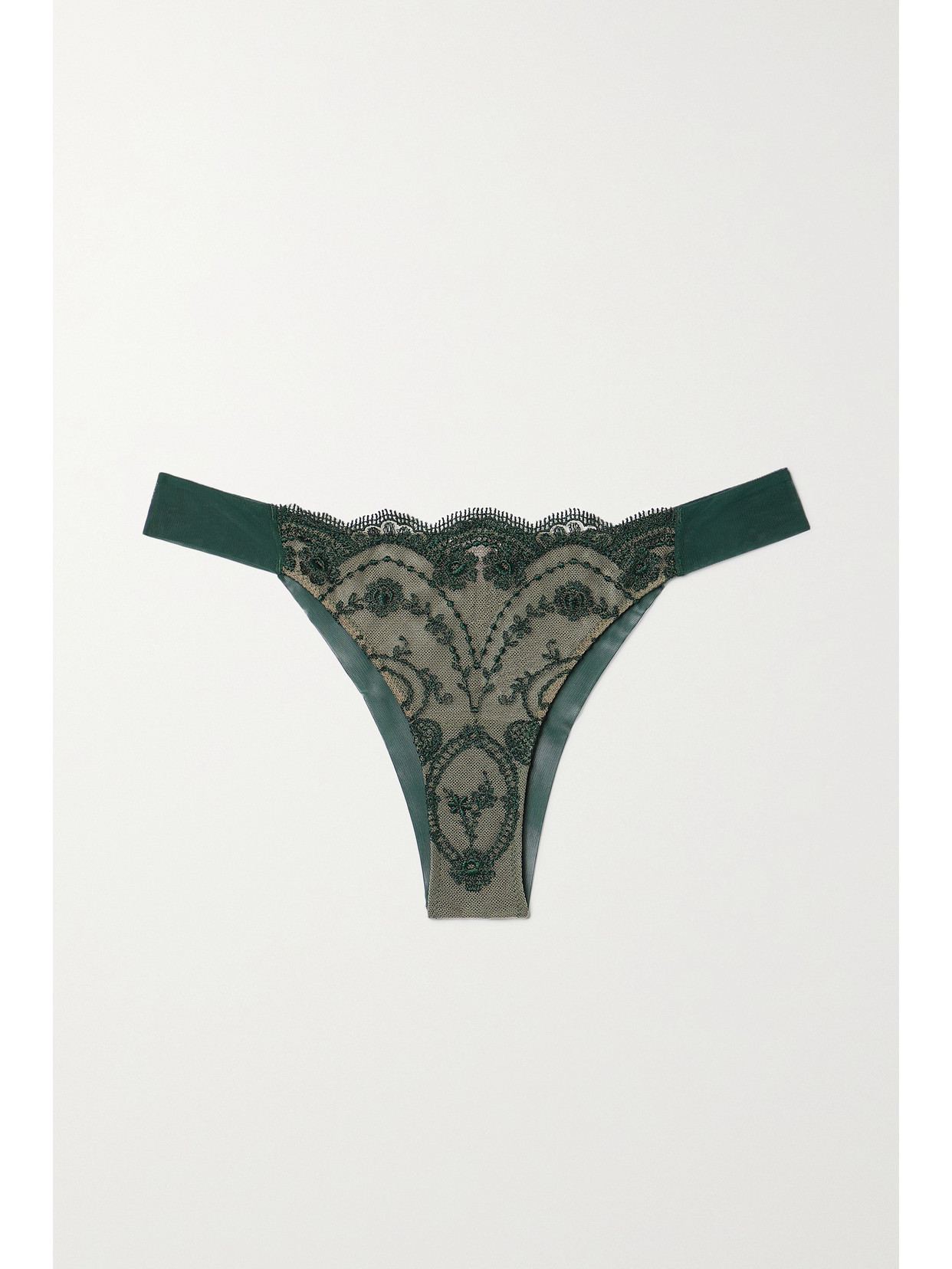 I.D. Sarrieri - À La Rose Embroidered Tulle Briefs - Emerald 22 Awaiting product image