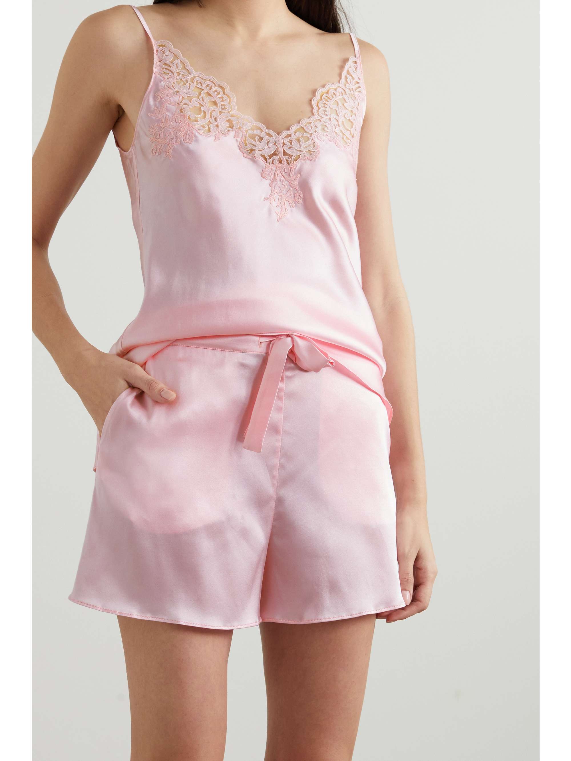 Pink Emma stretch-silk satin pajama 