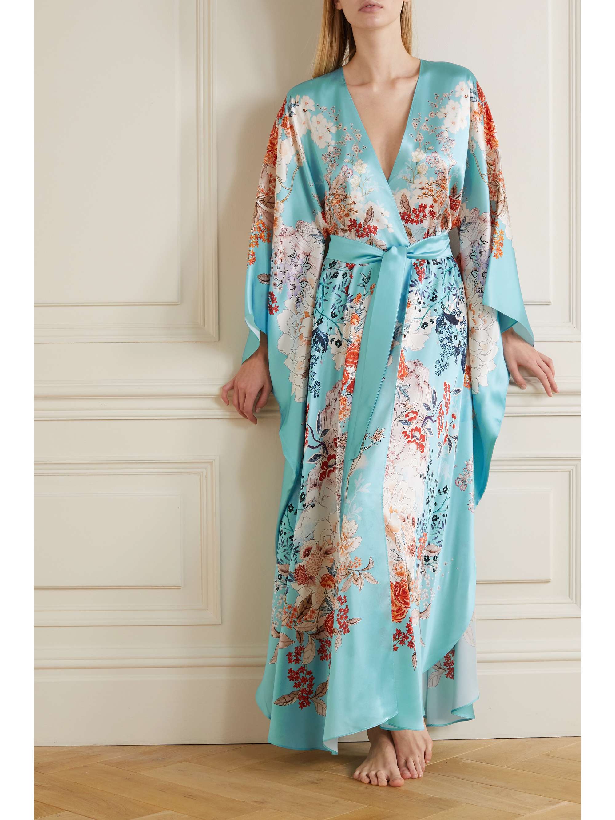 floral silk robe