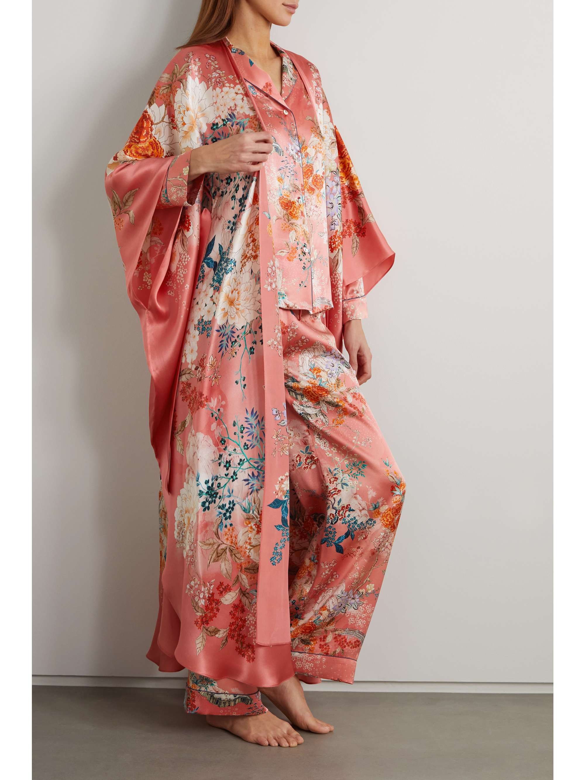 pink silk robe