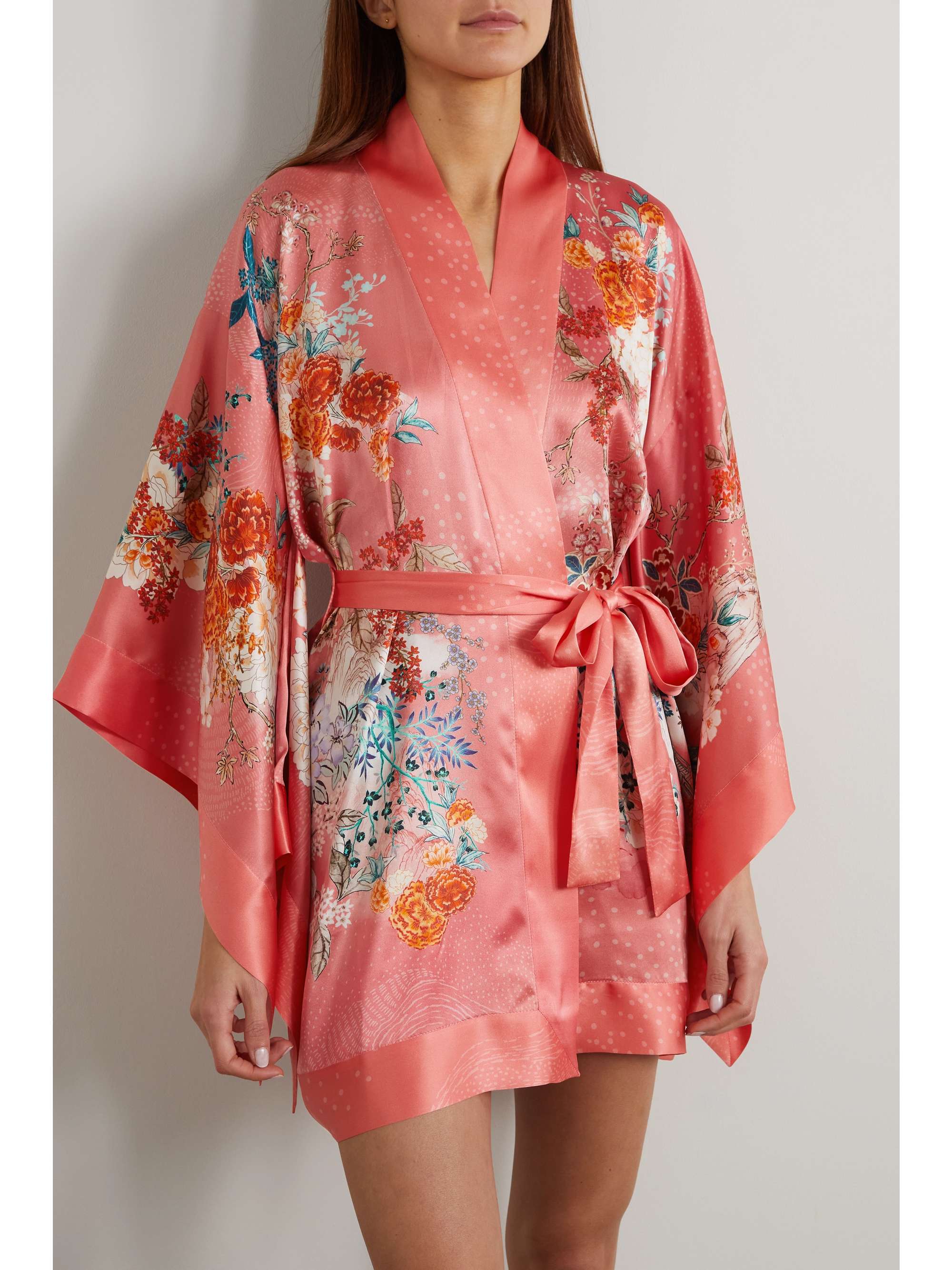 silk floral robe