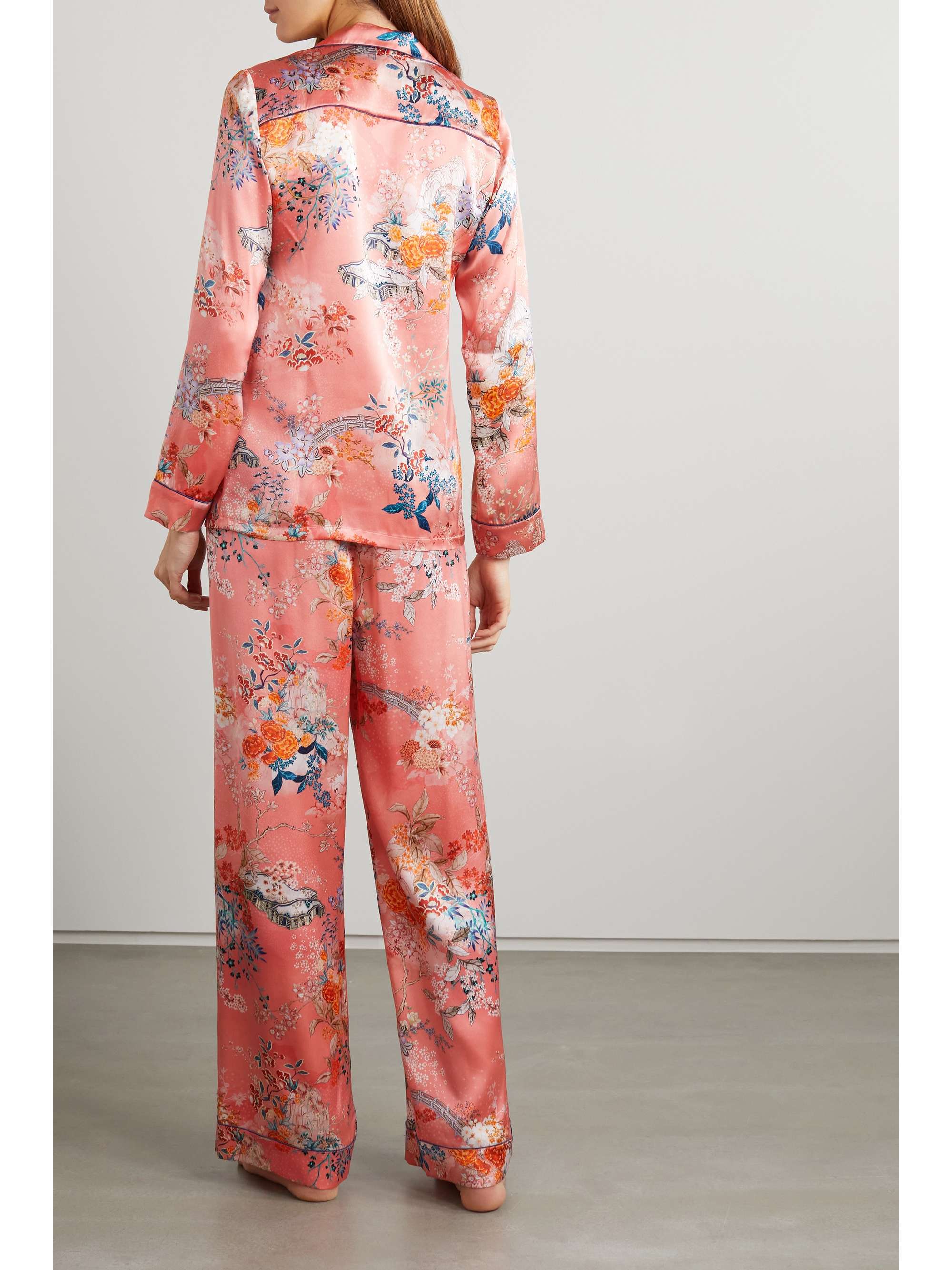 MENG Floral-print silk-satin pajama set