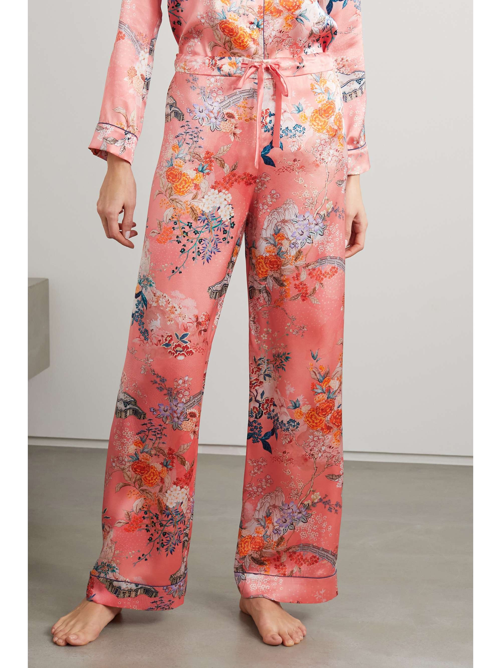 MENG Floral-print silk-satin pajama set