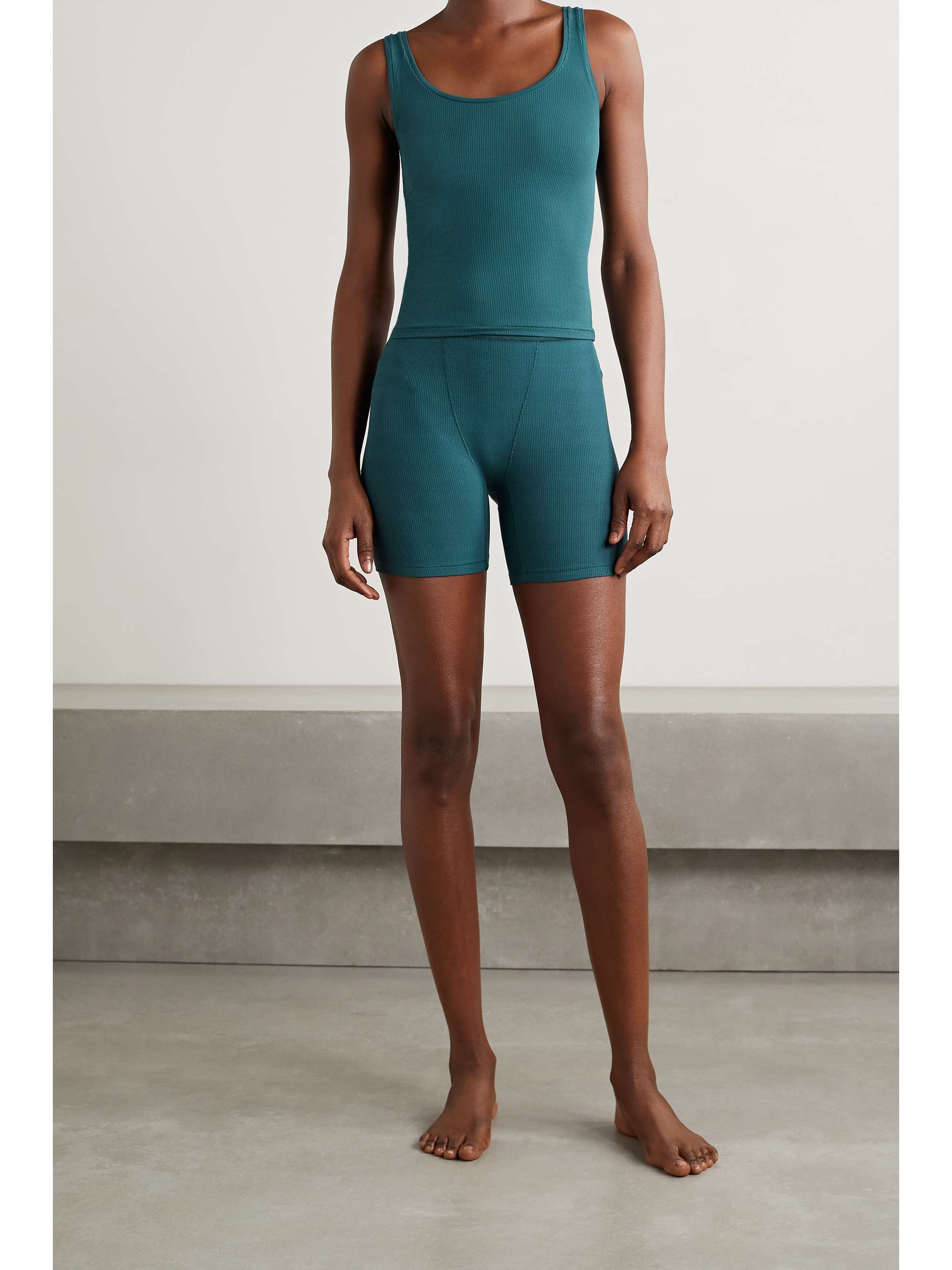 SKIMS Soft Lounge ribbed stretchmodal jersey tank Teal NETAPORTER