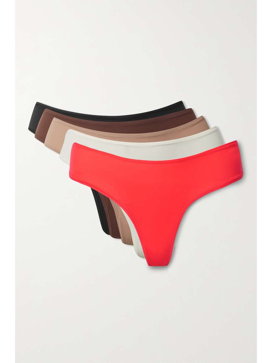 Red Set of five Fits Everybody thongs Poppy Palette SKIMS NETAPORTER