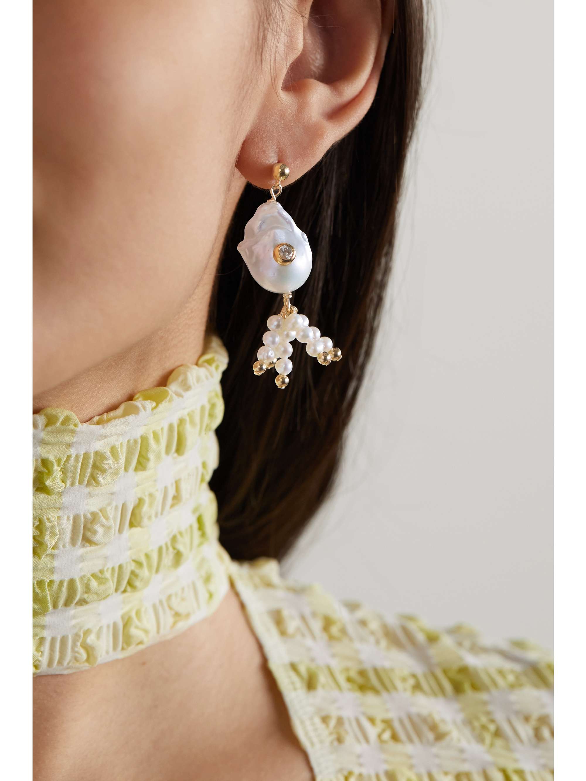 ÉLIOU Luli gold-tone, crystal and pearl earrings