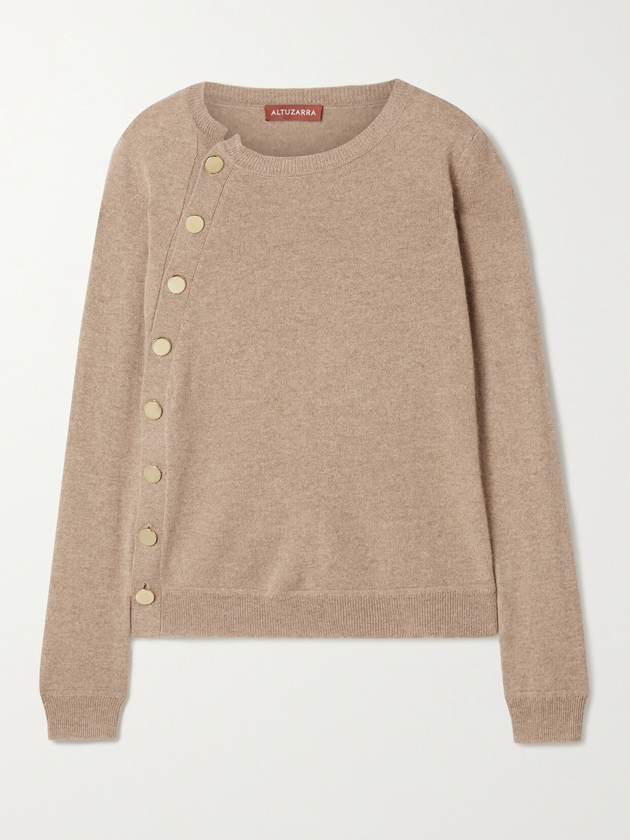 Shop Altuzarra Minamoto Button-embellished Cashmere Sweater In Neutrals