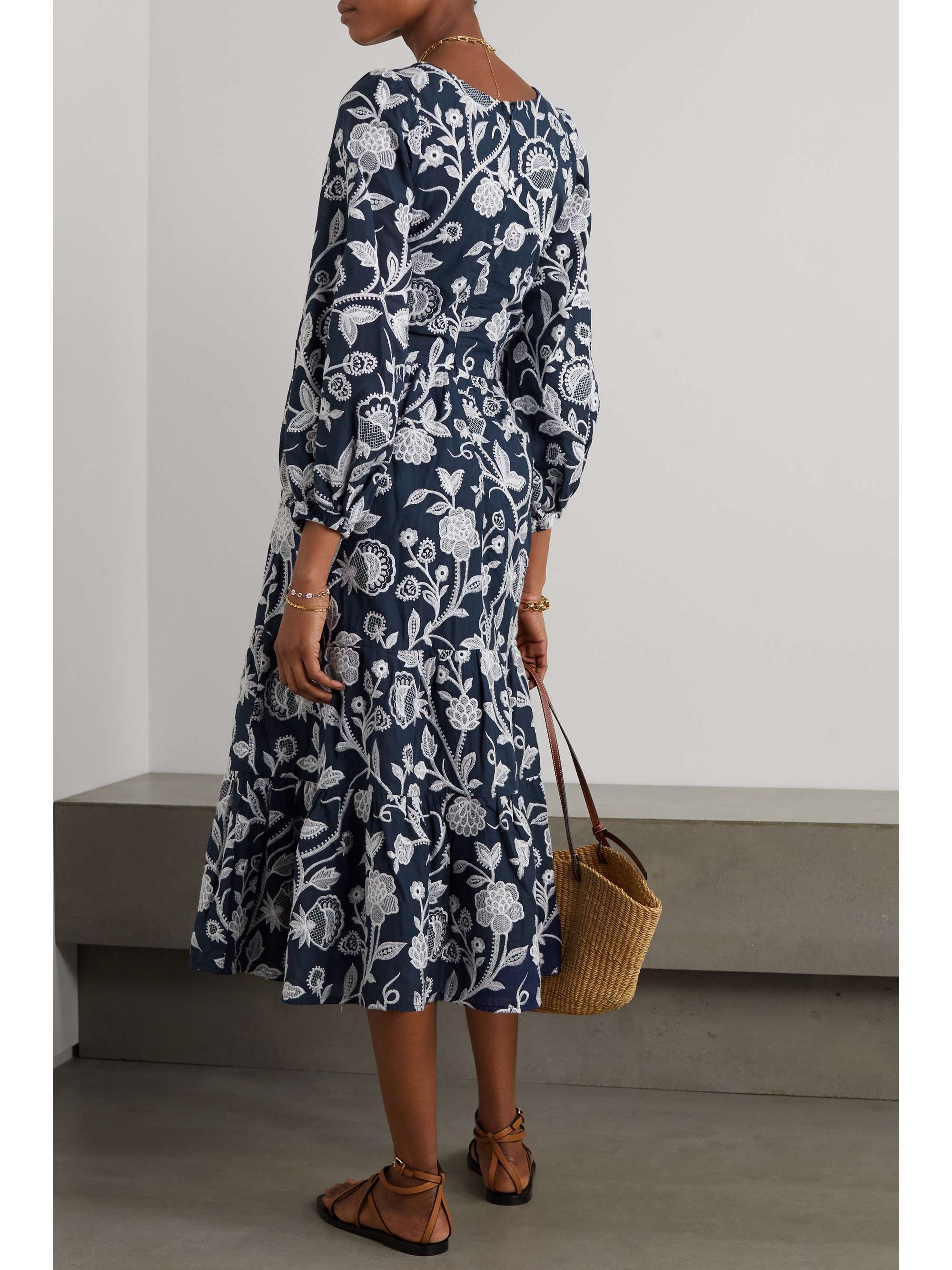 WAIMARI + NET SUSTAIN Emanuelle cutout embroidered cotton midi dress
