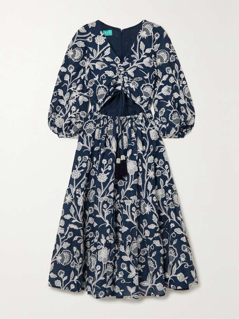WAIMARI + Net Sustain Emanuelle Cutout Embroidered Cotton Midi Dress