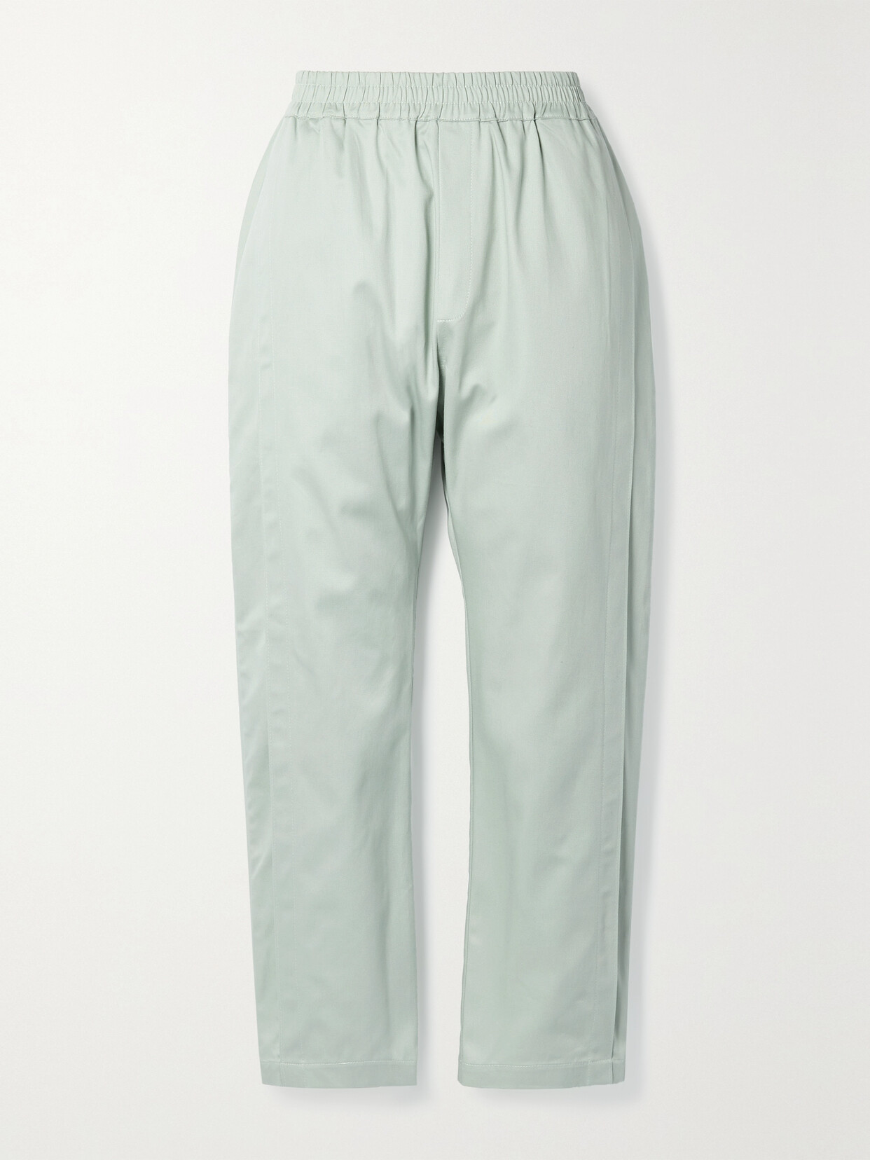 Paradised + Net Sustain Flo Cotton-twill Tapered Trousers In Grey Green