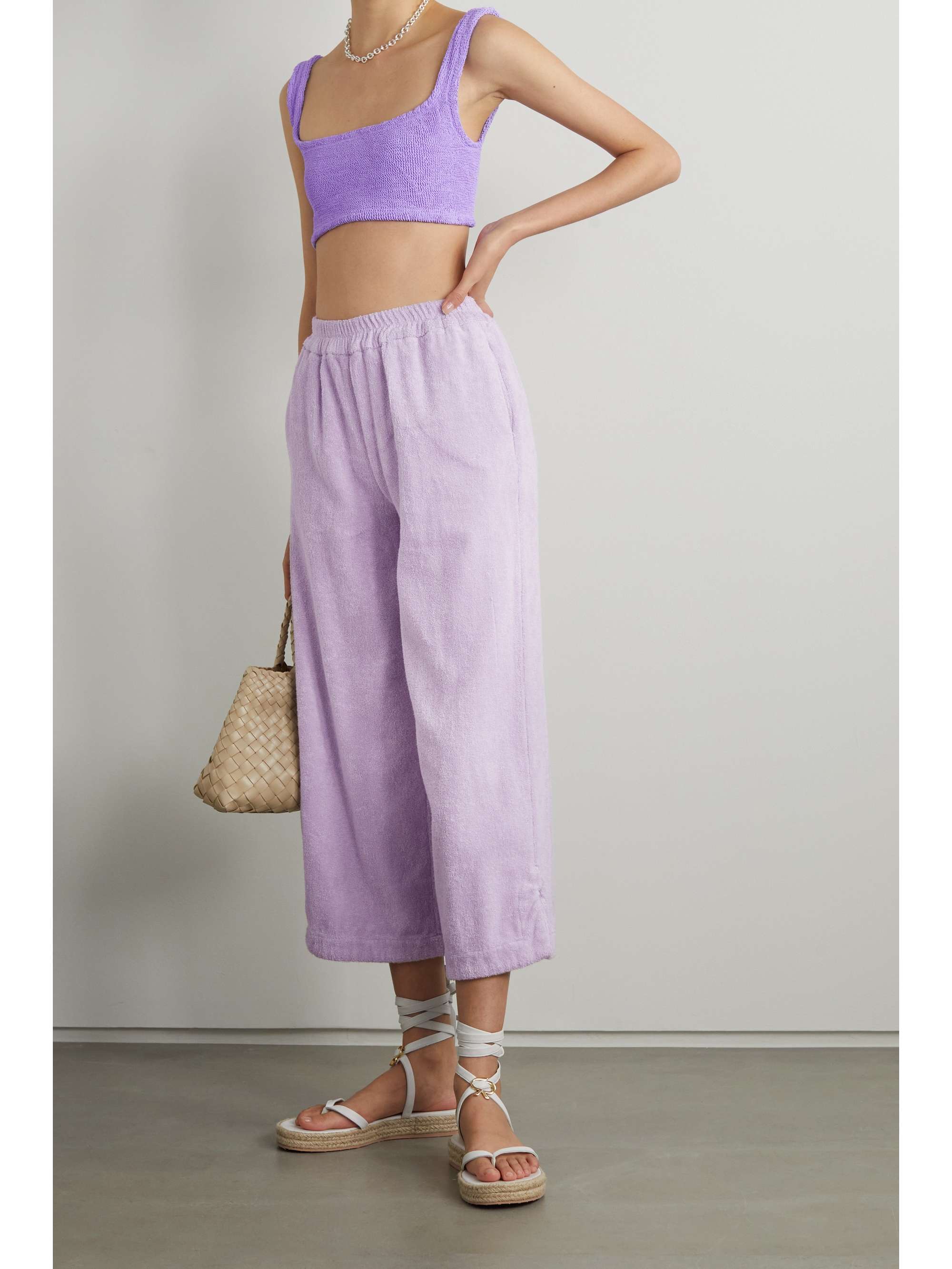 Lilac Capri organic cotton-terry pants 