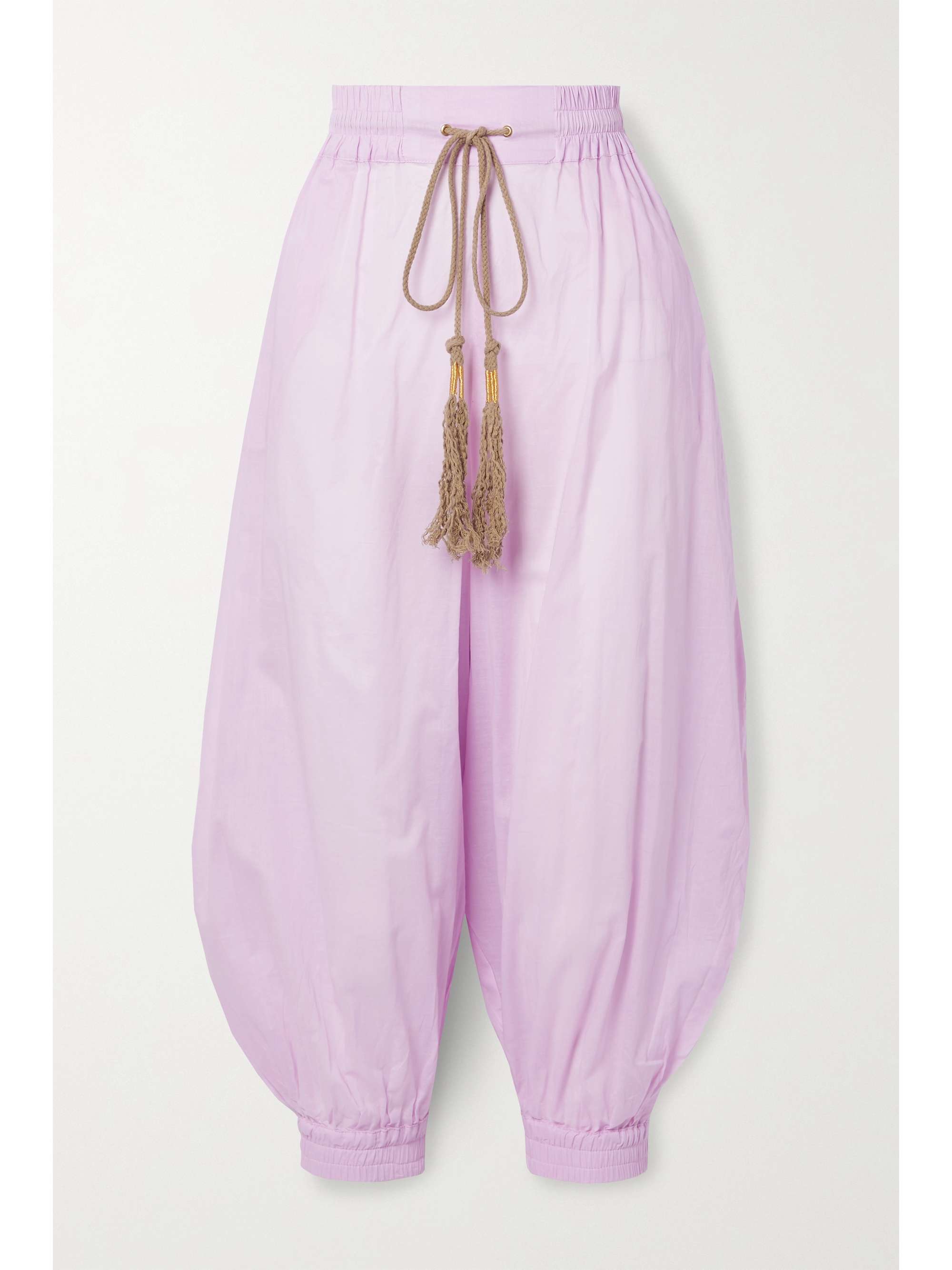Baby pink Cropped voile pants | YVONNE 