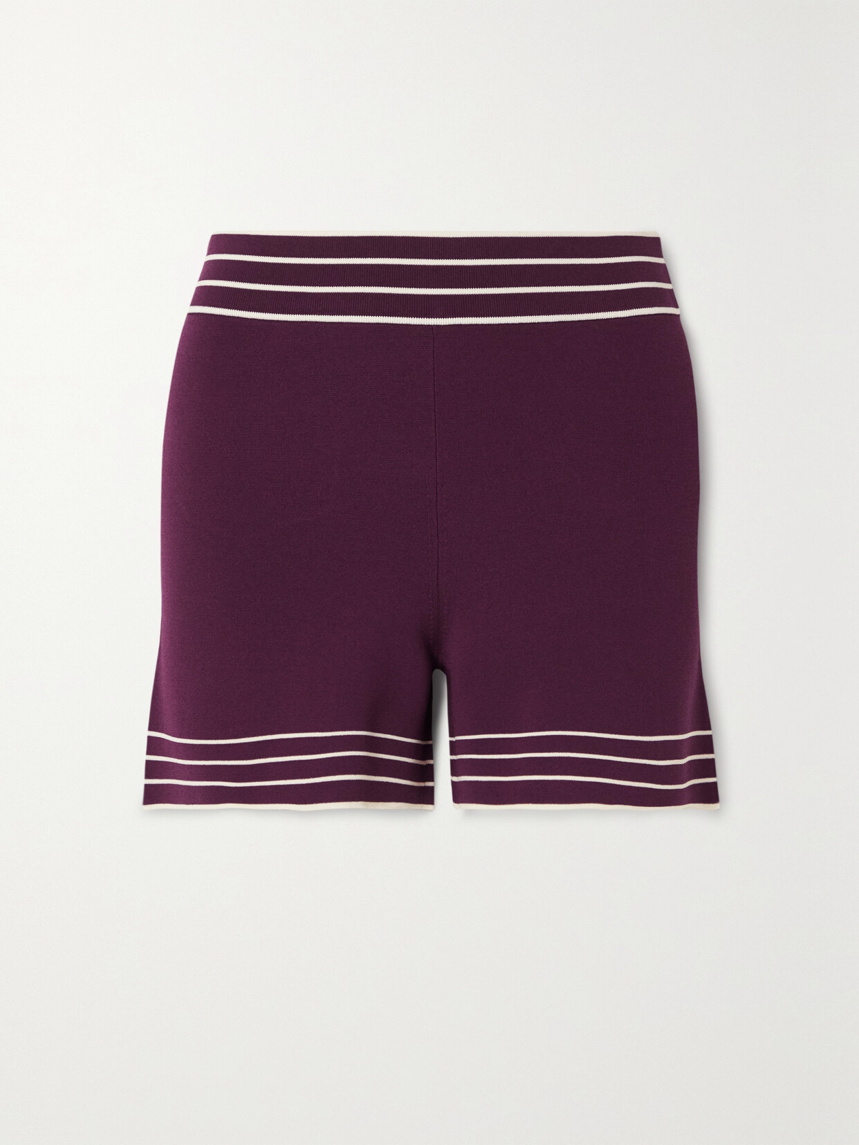 ODYSSEE Leon Striped Stretch-knit Shorts - Burgundy