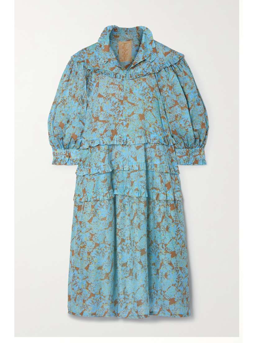 Yvonne S Queen Victoria Ruffled Printed Cotton-voile Midi Dress