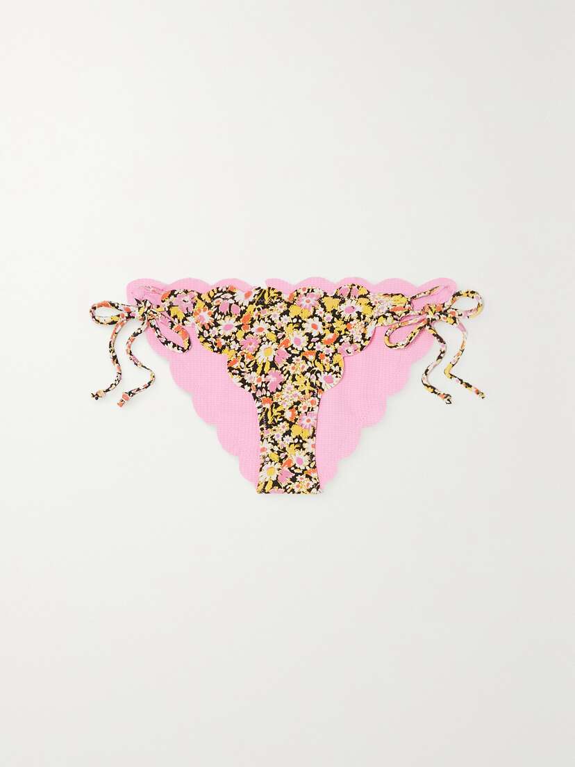 Marysia Mott Reversible Scalloped Floral-print Stretch-crepe Bikini Briefs