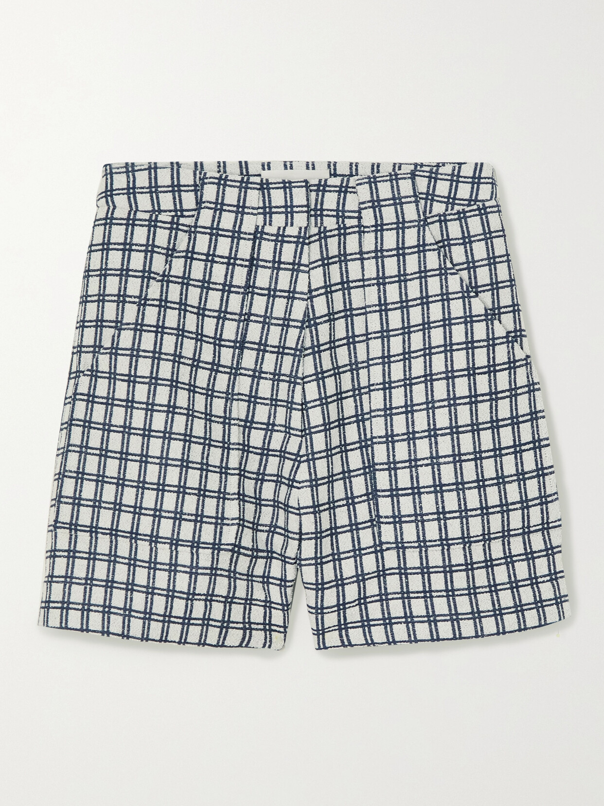 LISA MARIE FERNANDEZ + NET SUSTAIN CHECKED COTTON-BLEND BOUCLÉ-JACQUARD SHORTS