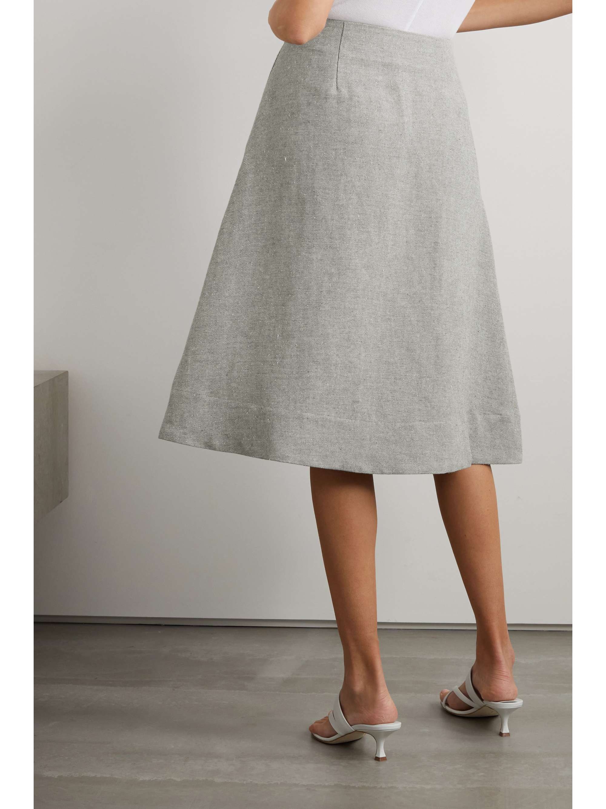 LISA MARIE FERNANDEZ + NET SUSTAIN scalloped linen-blend midi skirt