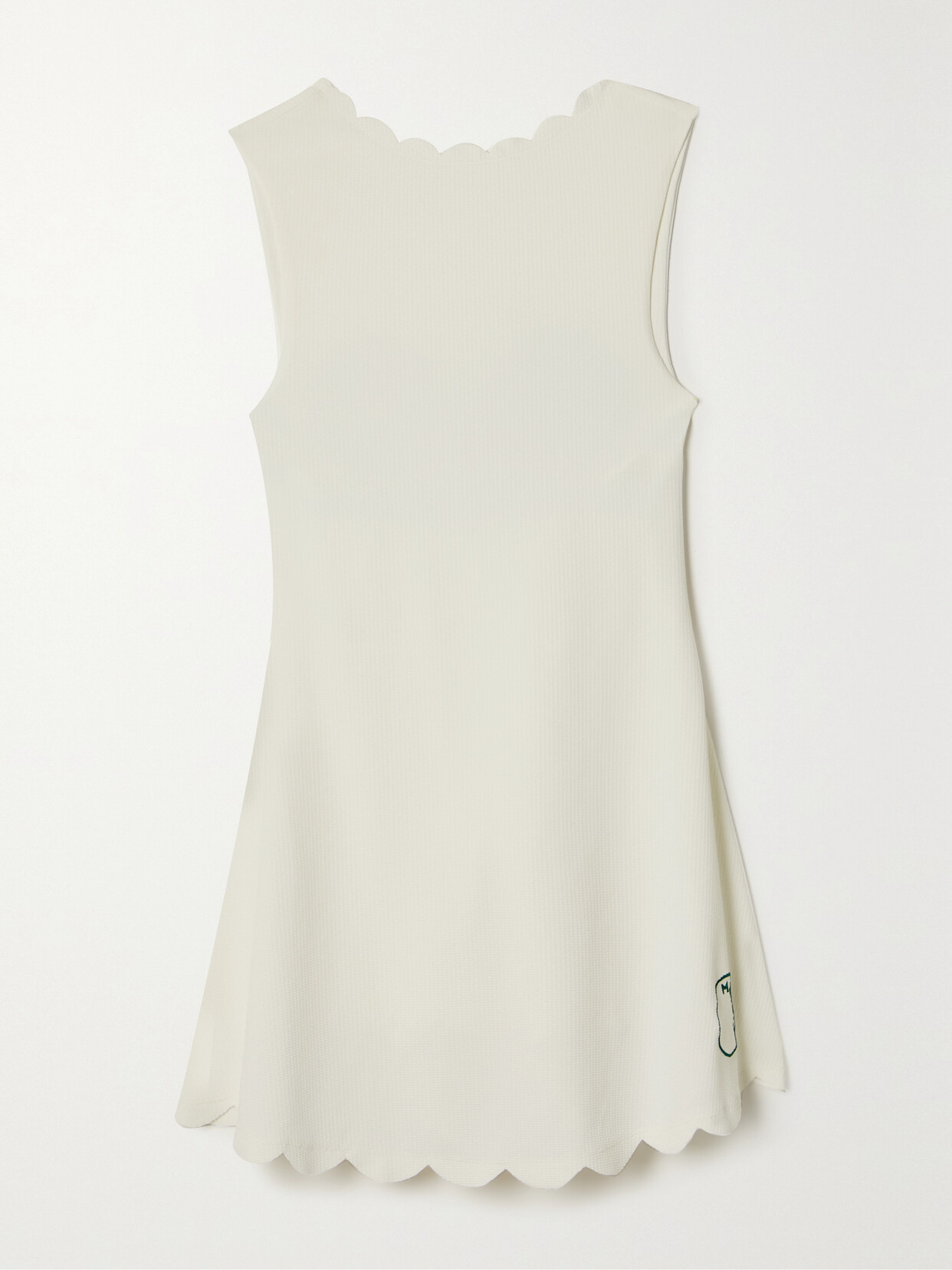 Marysia Iga Scalloped Stretch-seersucker Tennis Dress In White