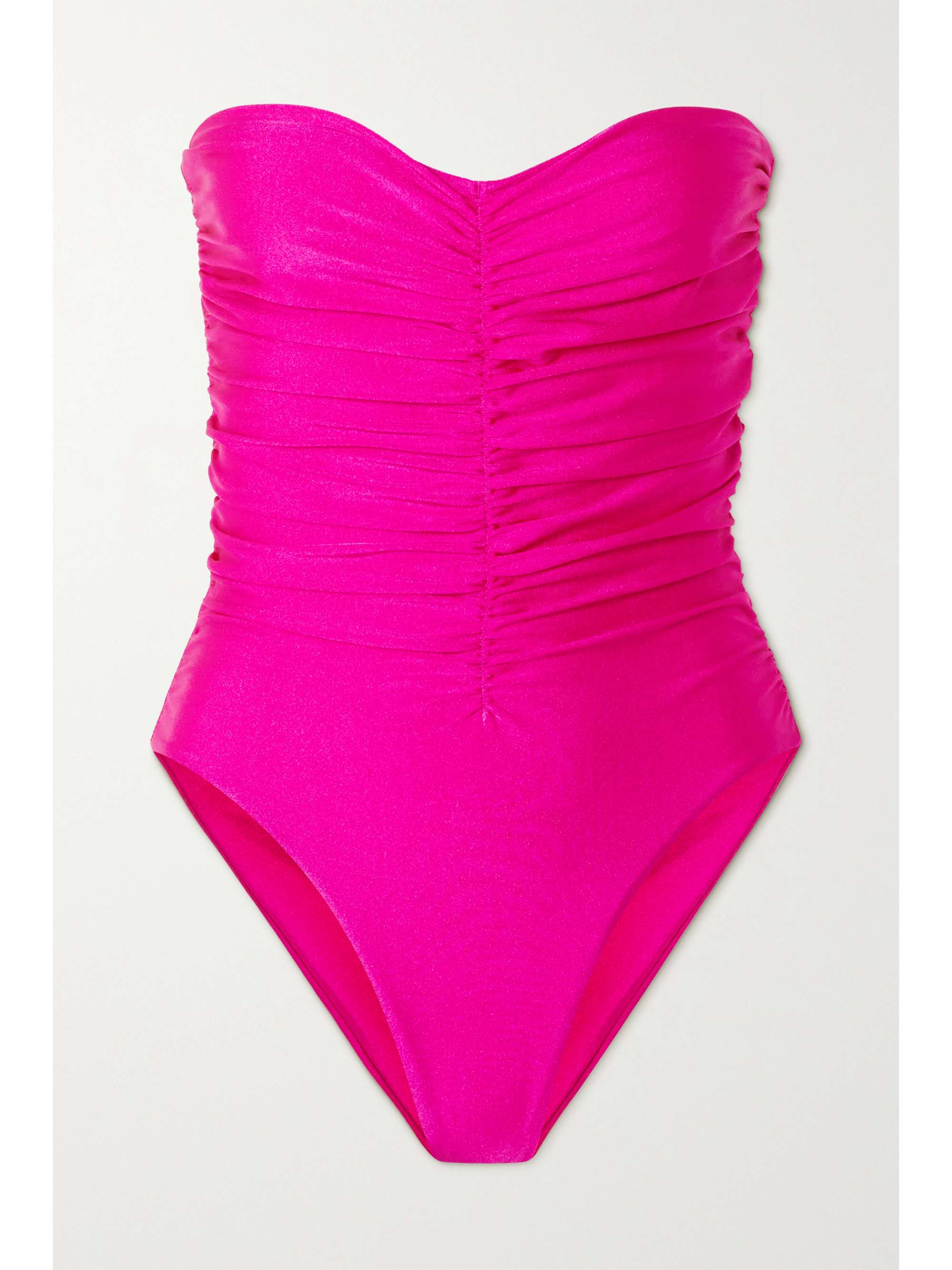 Pink Yara Strapless Ruched Swimsuit Jade Swim Net A Porter