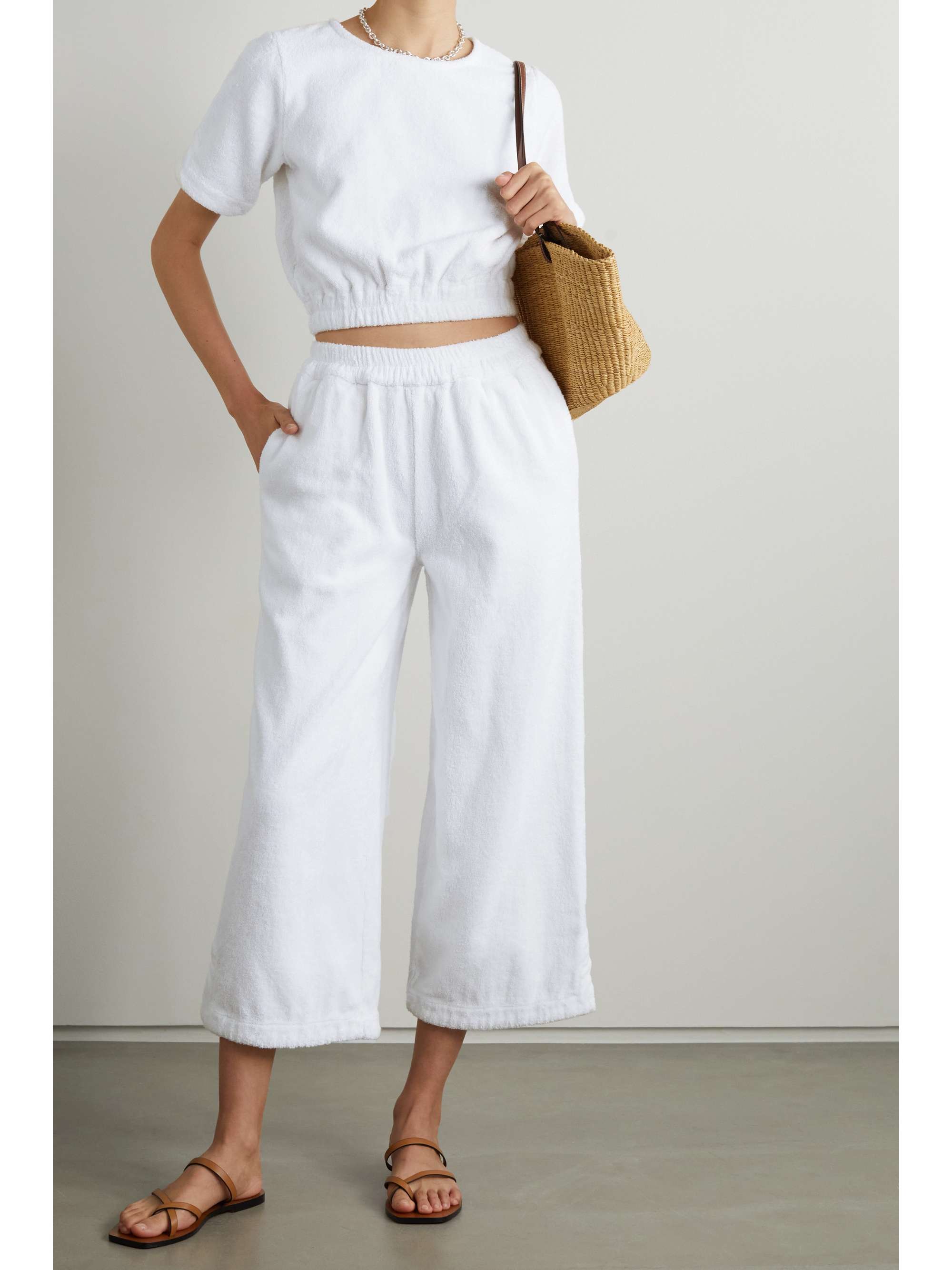 White Capri organic cotton-terry pants 