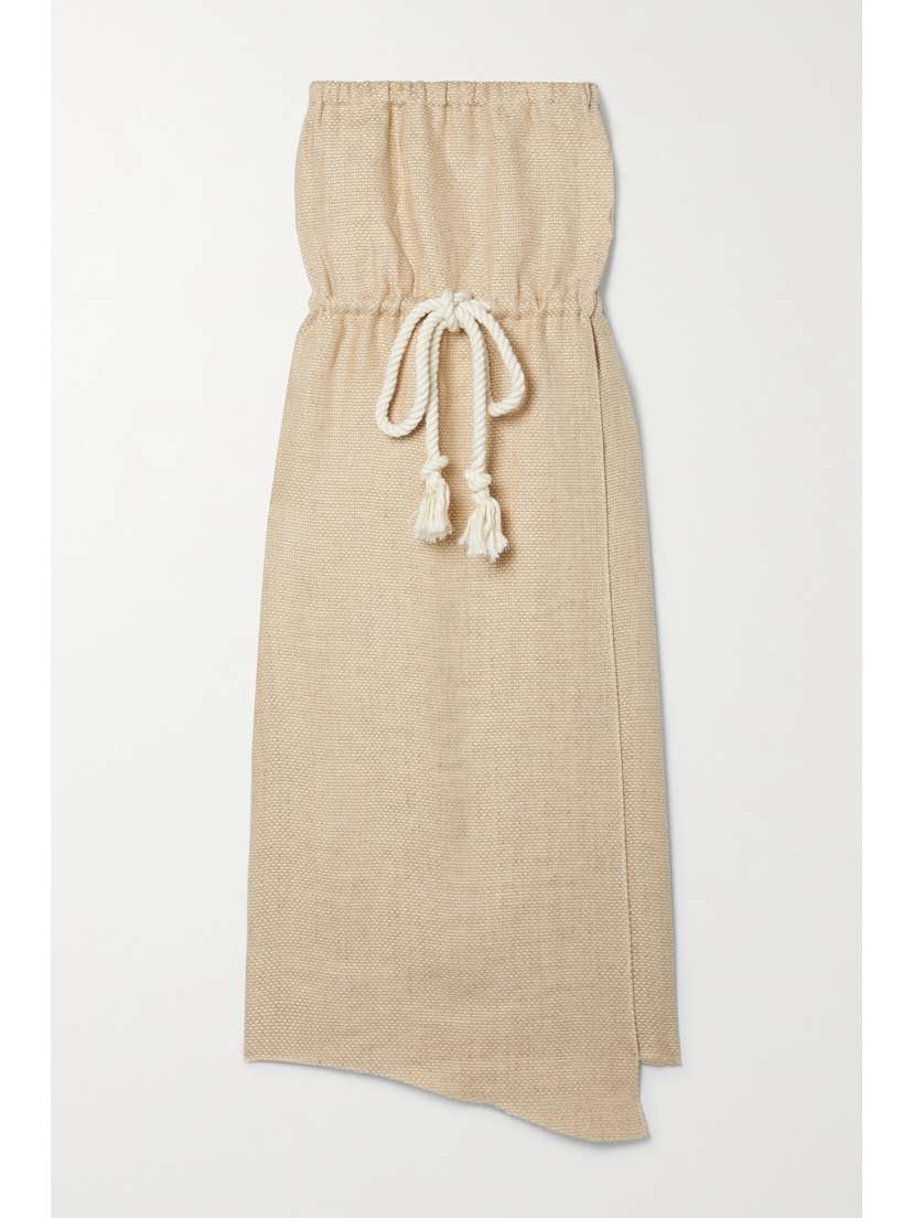 Lisa Marie Fernandez Victor Strapless Linen Midi Dress