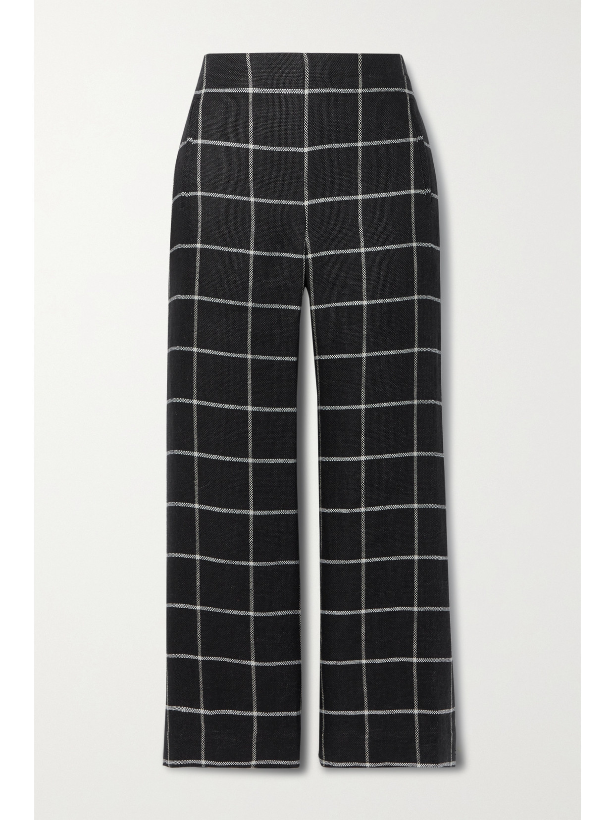 Lisa Marie Fernandez Cropped Checked Linen Wide-leg Pants In Black ...