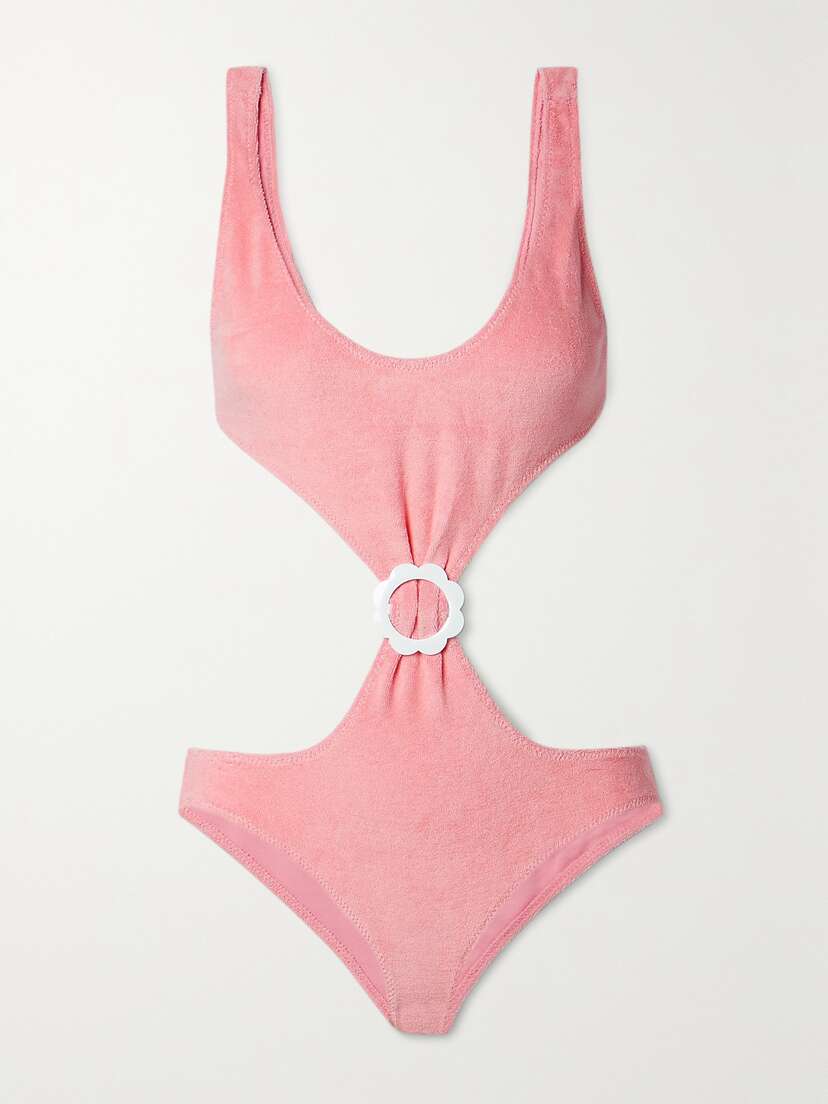 Lisa Marie Fernandez Buckled Cutout Stretch-cotton Terry Swimsuit