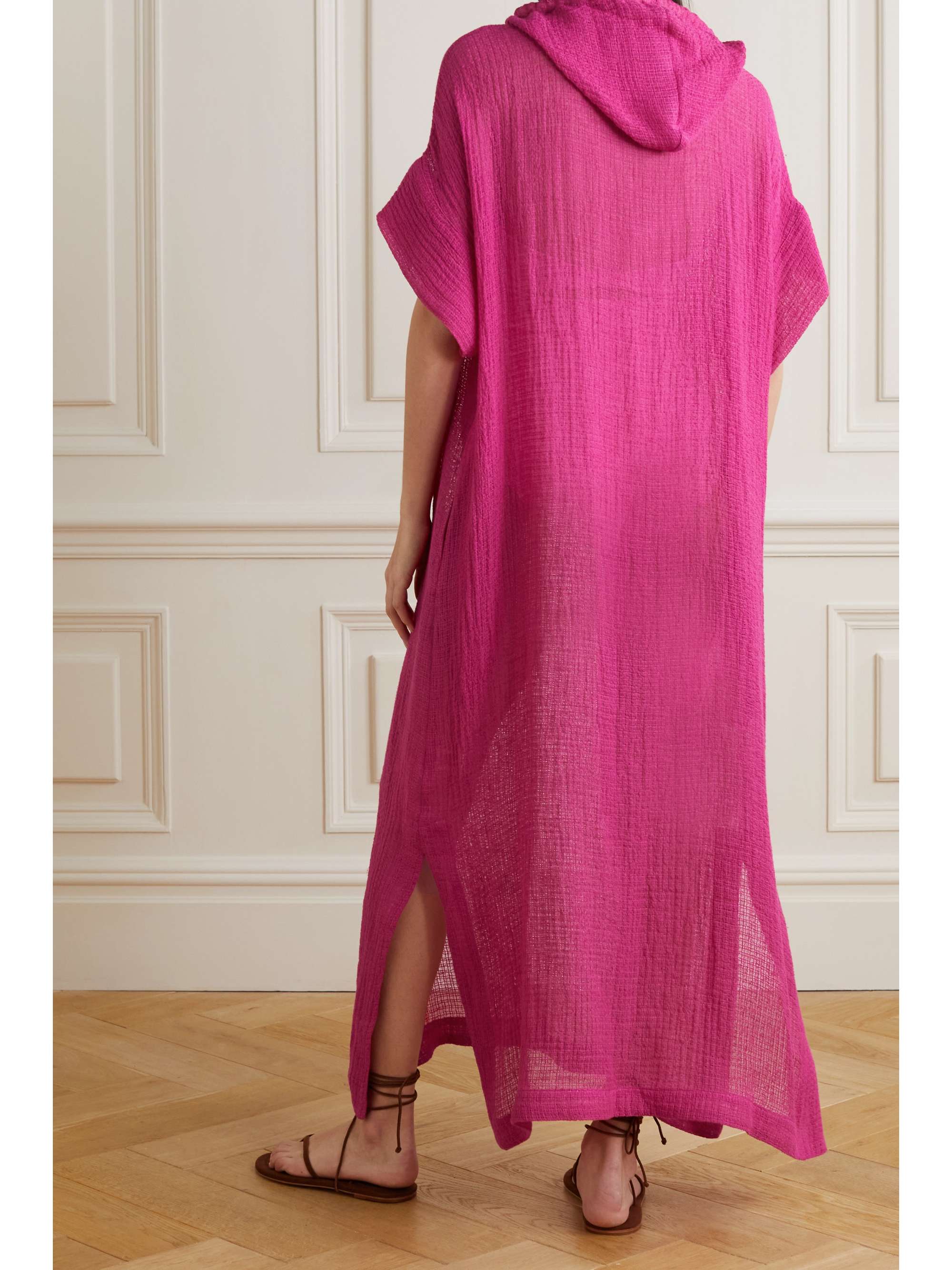 LISA MARIE FERNANDEZ Hooded linen-blend gauze kaftan