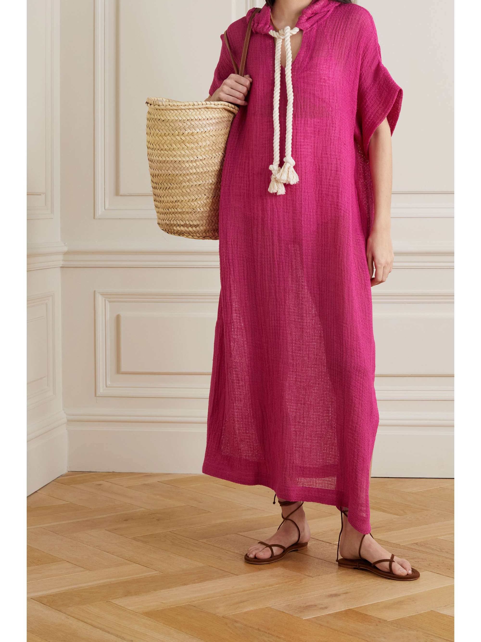 LISA MARIE FERNANDEZ Hooded linen-blend gauze kaftan