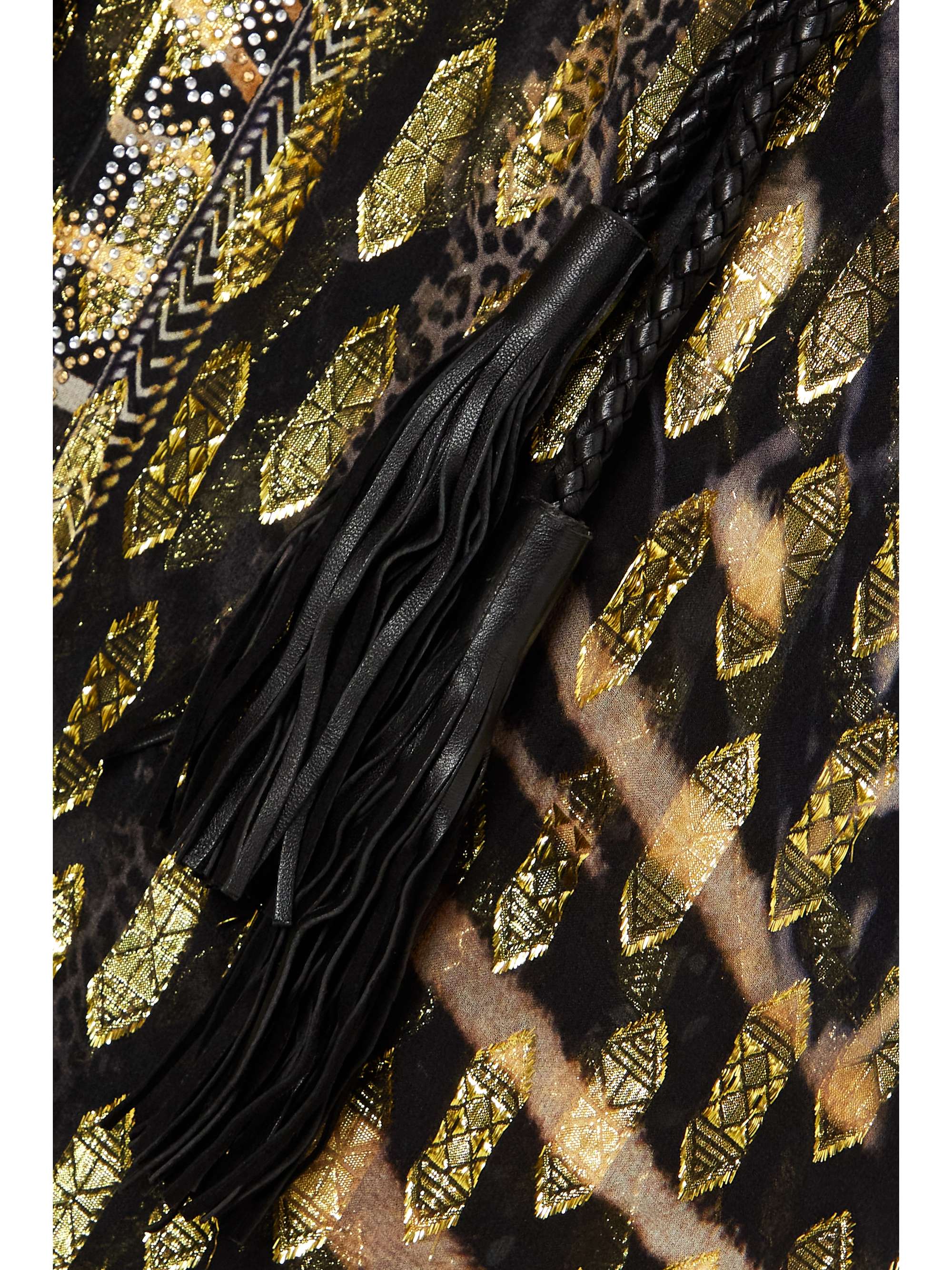 CAMILLA Embellished printed fil coupé silk and Lurex-blend chiffon robe