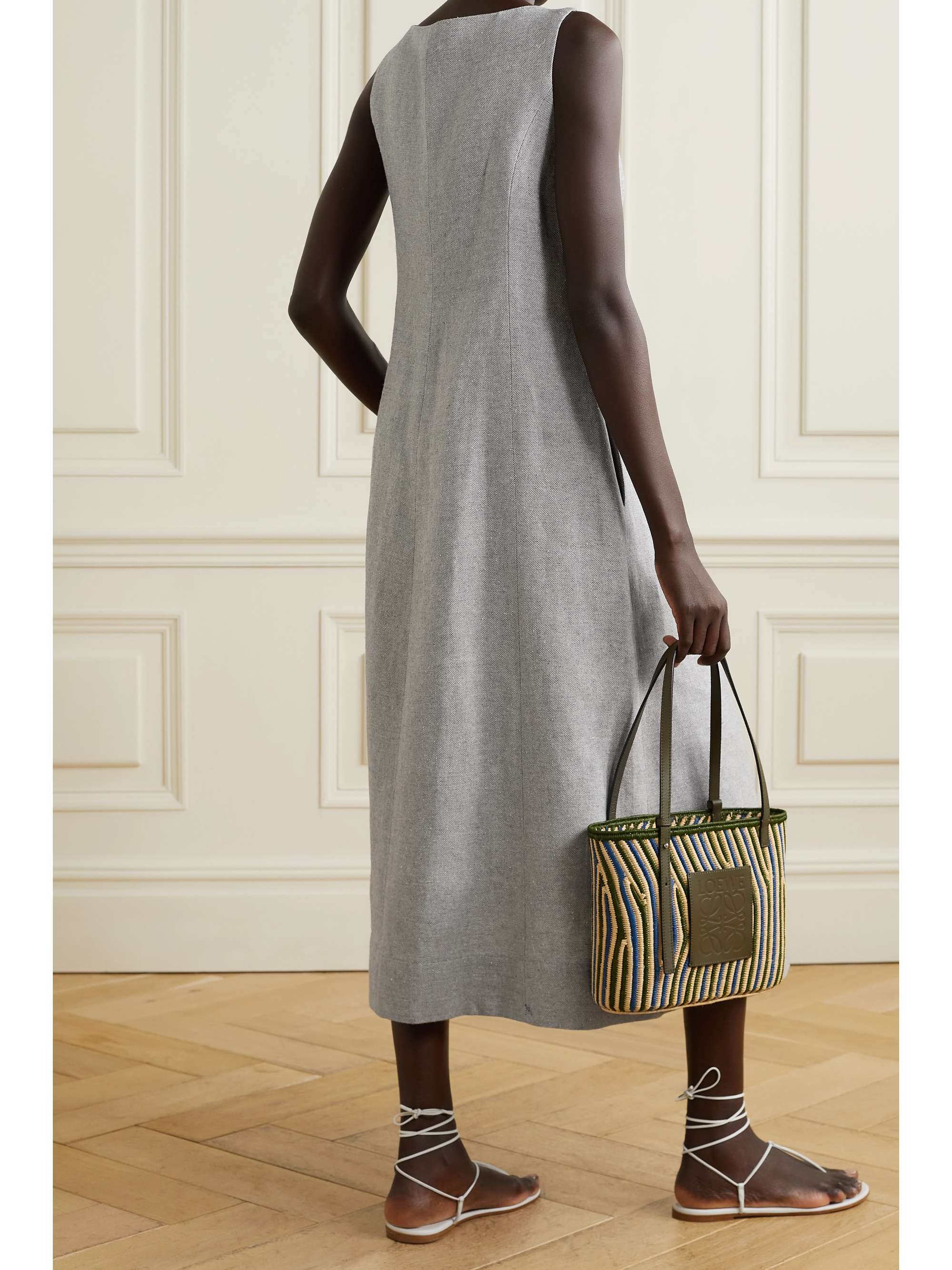 LISA MARIE FERNANDEZ + NET SUSTAIN scalloped linen-blend midi dress