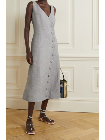 Lisa Marie Fernandez + NET SUSTAIN scalloped linen-blend midi dress