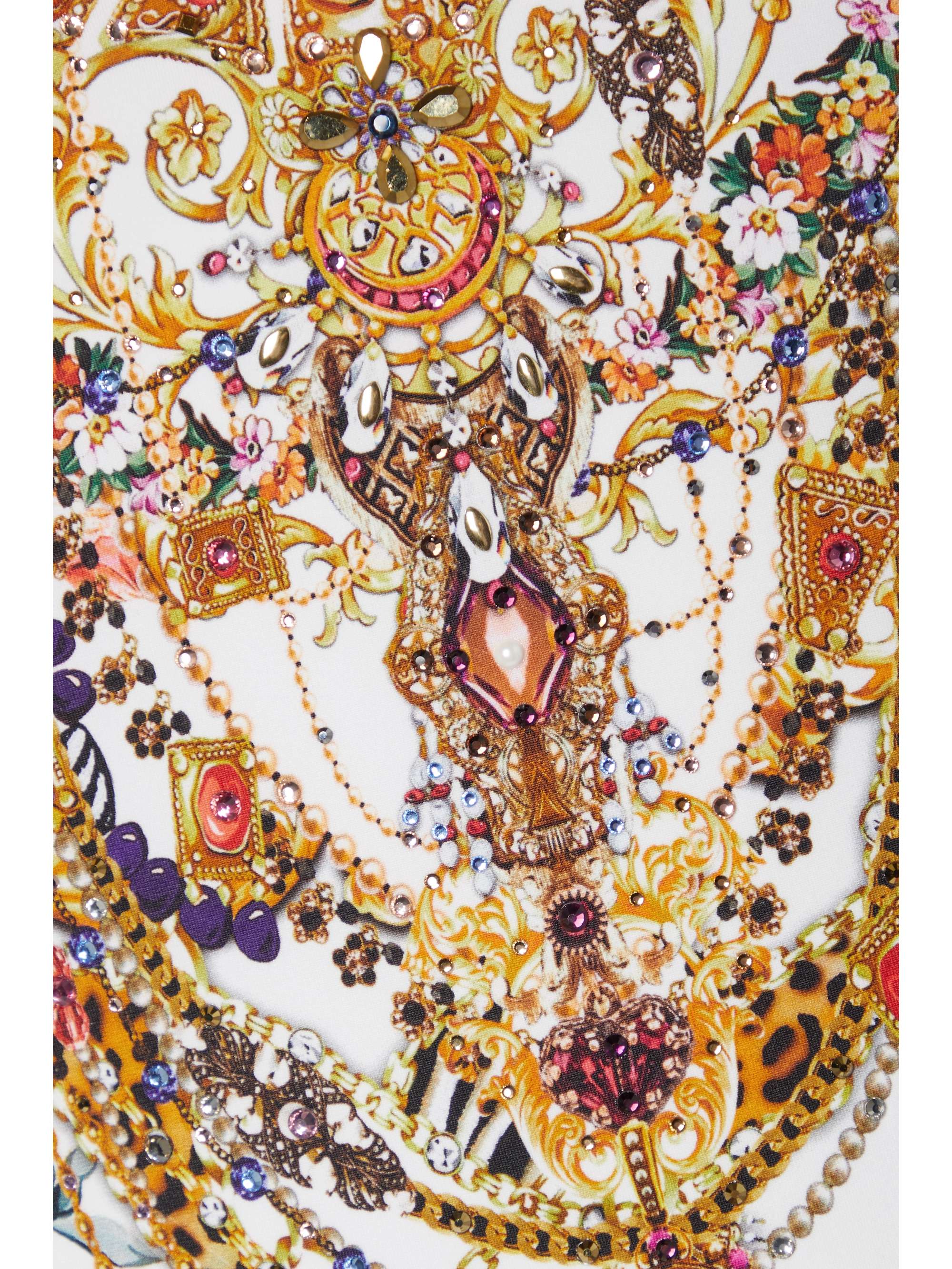 CAMILLA Reign Supreme crystal-embellished printed recycled underwired swimsuit
