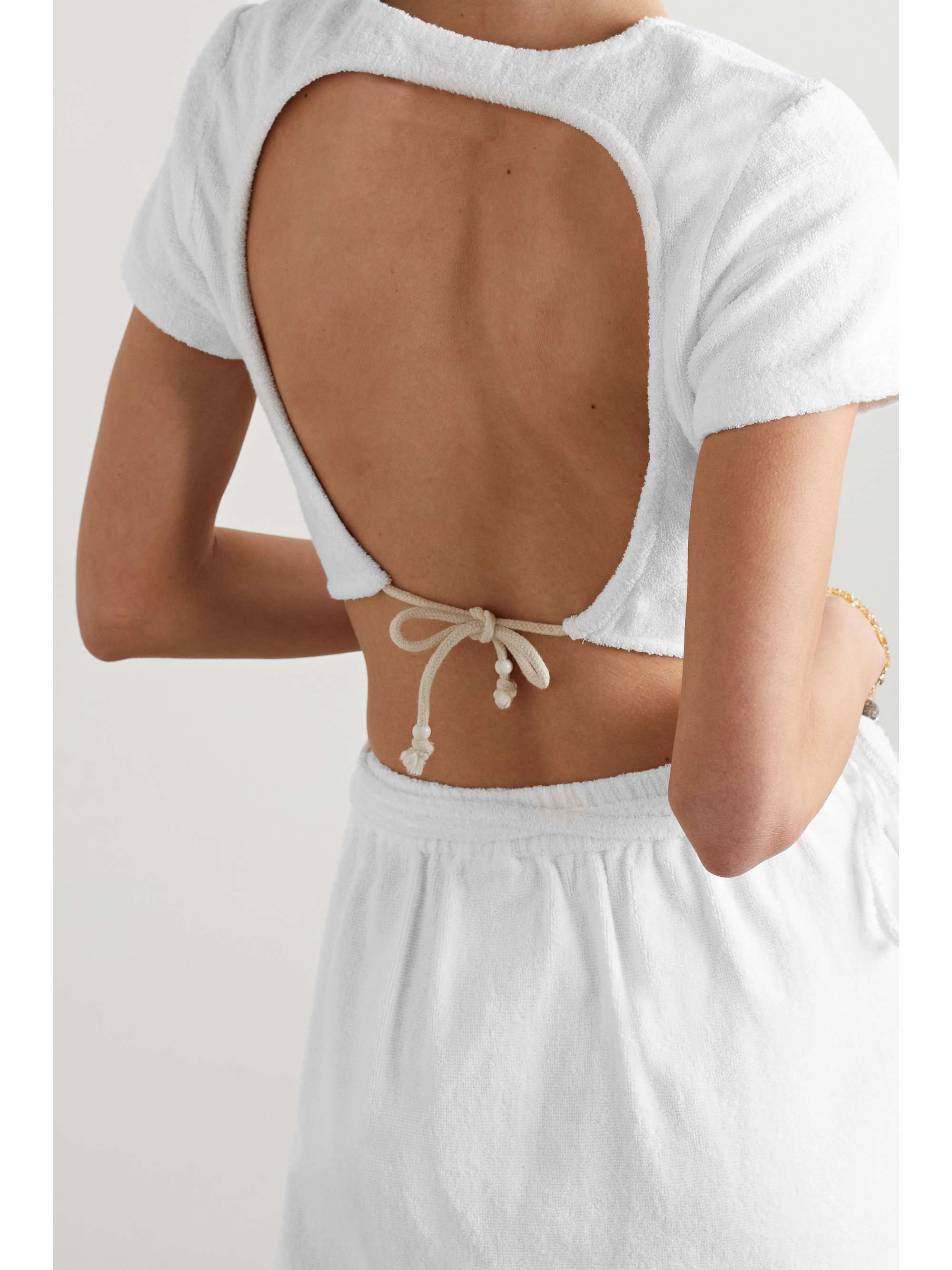 TERRY Pettine open-back cropped organic cotton-terry top