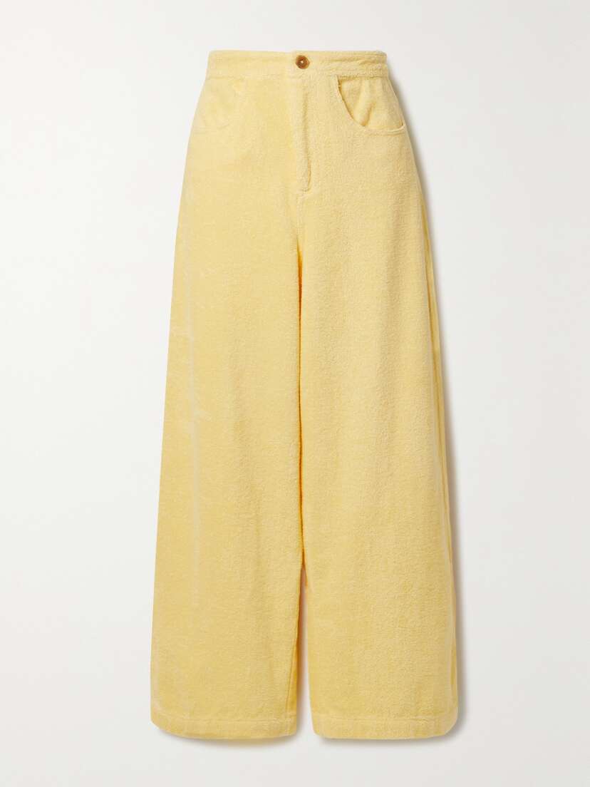 TERRY Palma Cropped Organic Cotton-terry Wide-leg Pants