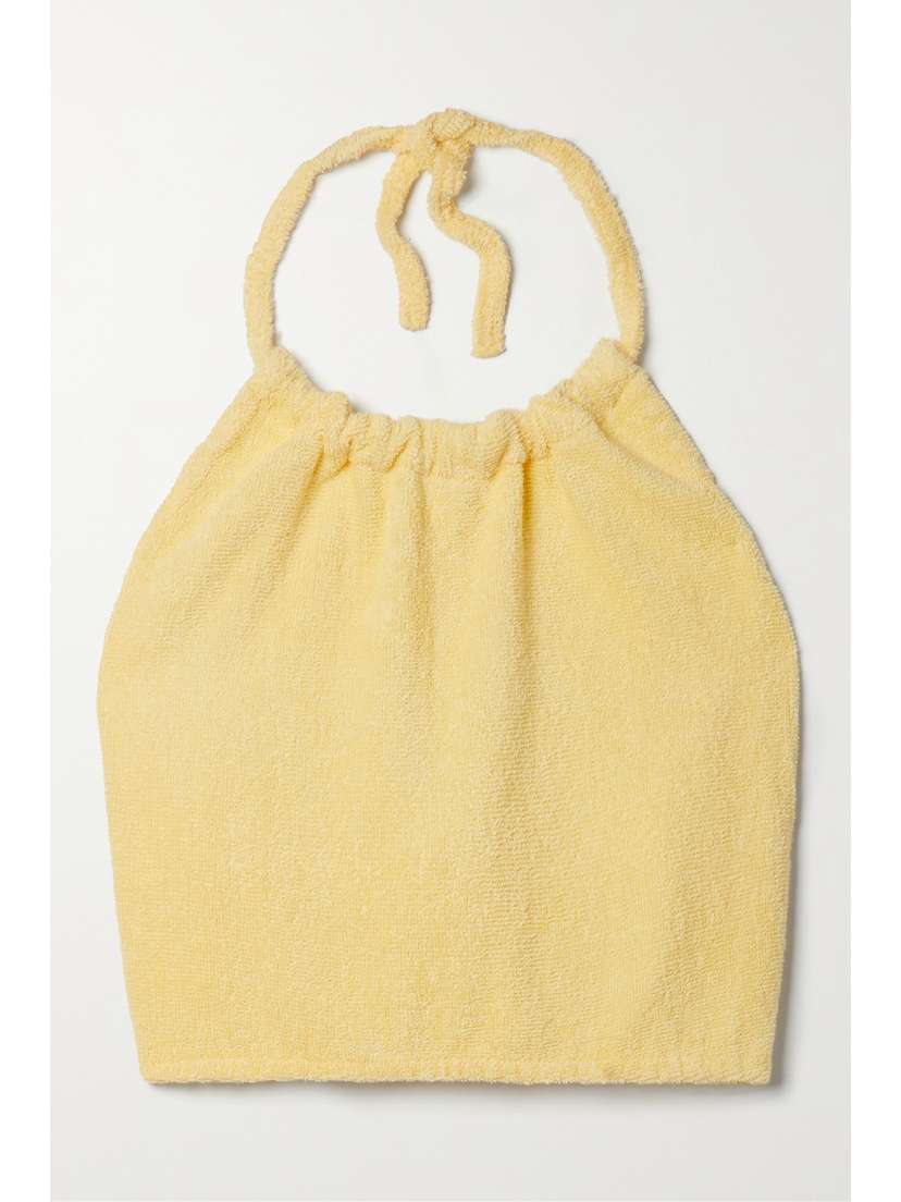 TERRY Il Passo Cropped Organic Cotton-terry Halterneck Top