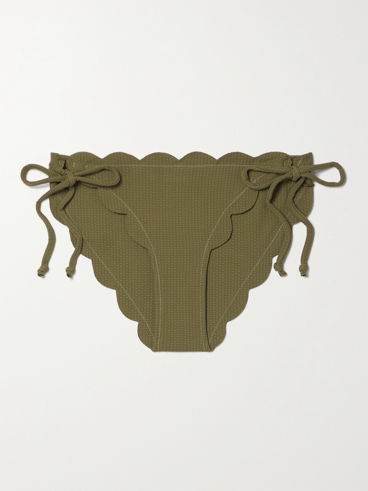 Marysia Mott Scalloped Stretch-crepe Bikini Briefs - Green