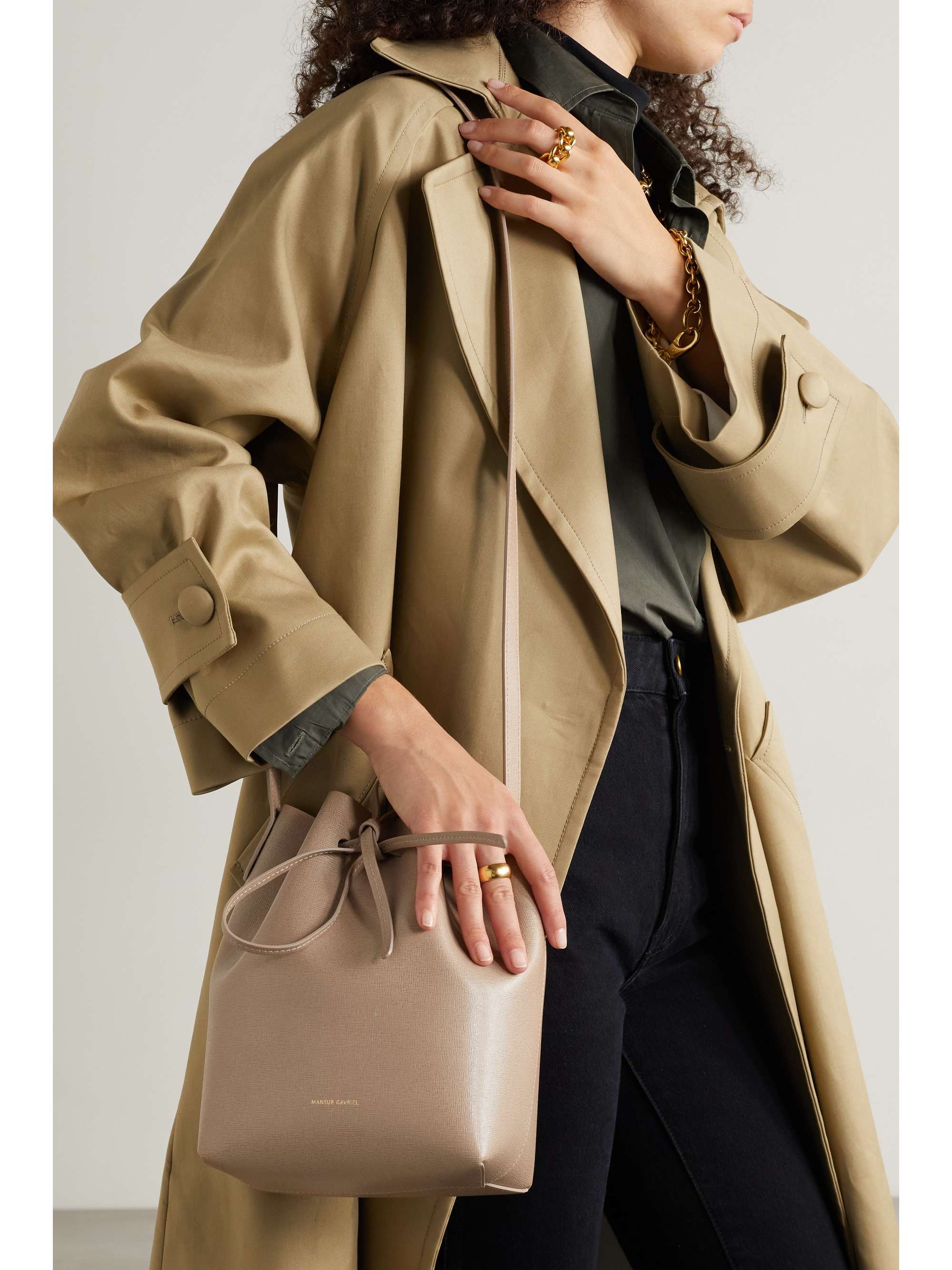 MANSUR GAVRIEL Classic mini textured-leather bucket bag | NET-A-PORTER