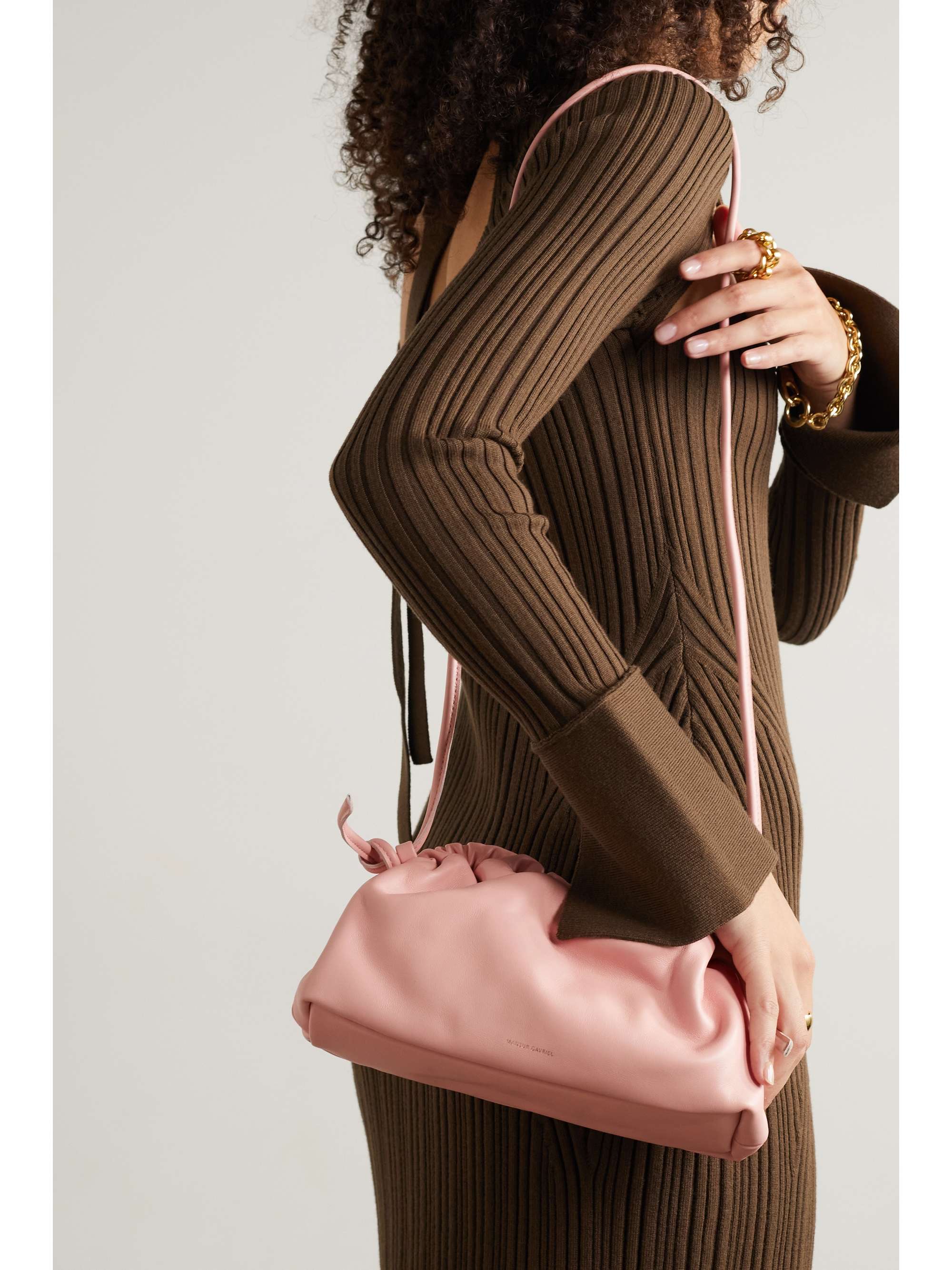 MANSUR GAVRIEL Cloud mini gathered leather clutch
