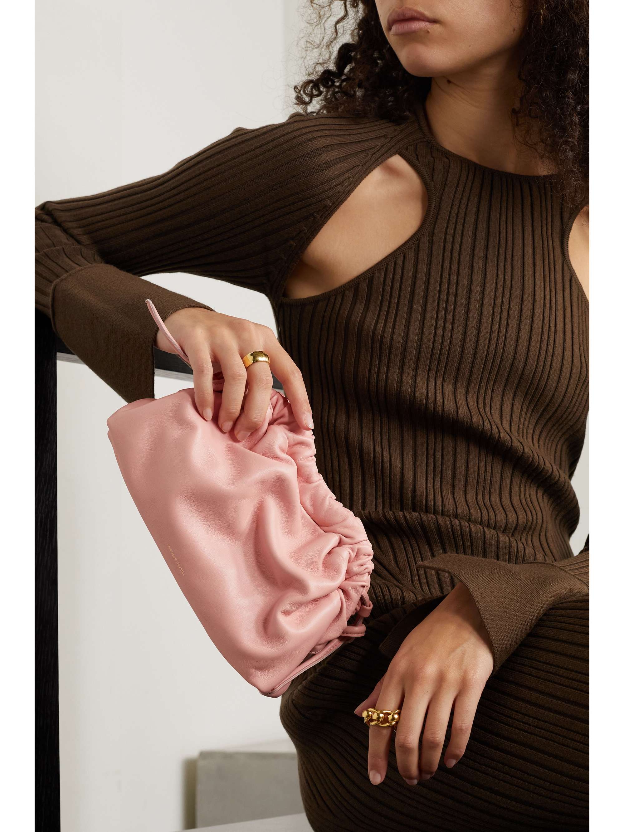 MANSUR GAVRIEL Cloud mini gathered leather clutch